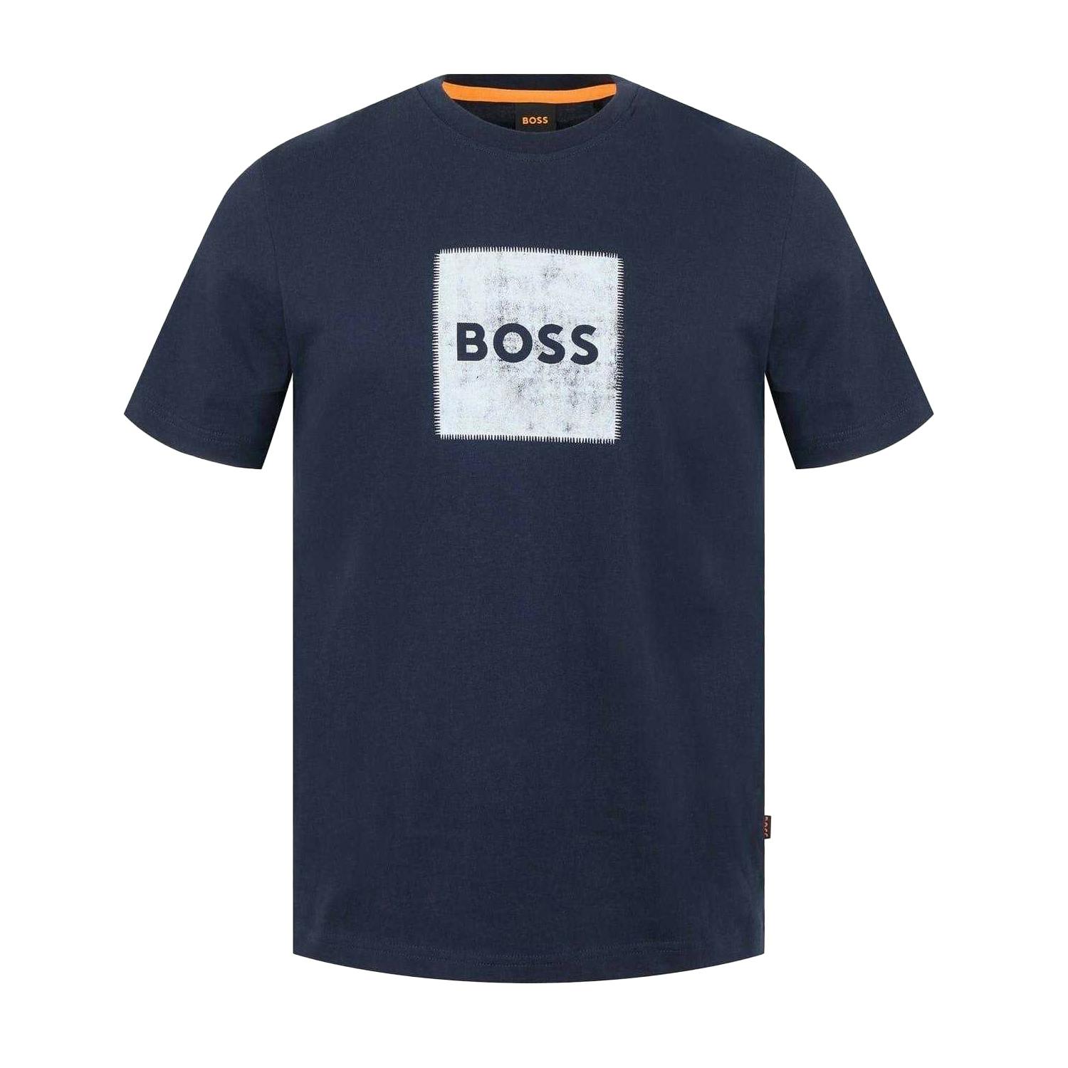 Boss Men's Stitched Cotton Logo T-Shirt - Navy - Xxl - Navy - 100% Mixed