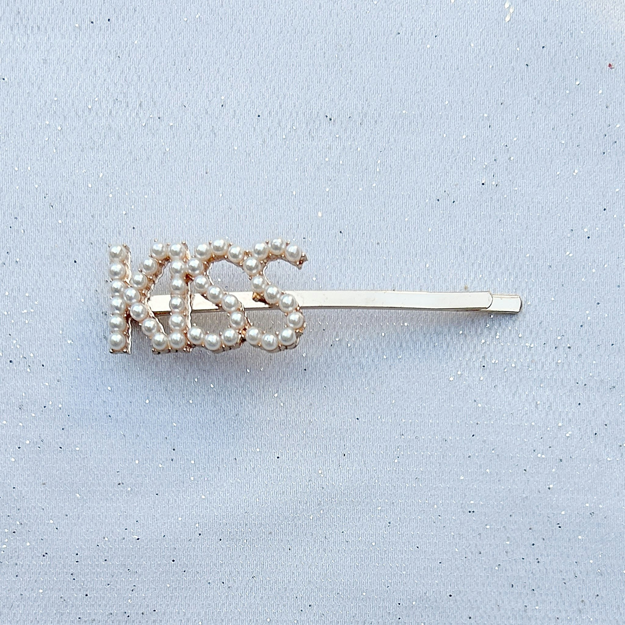 Queenmee Accessories Gold Pearl Hair Slide Pearl Word Hair Clip - Kiss