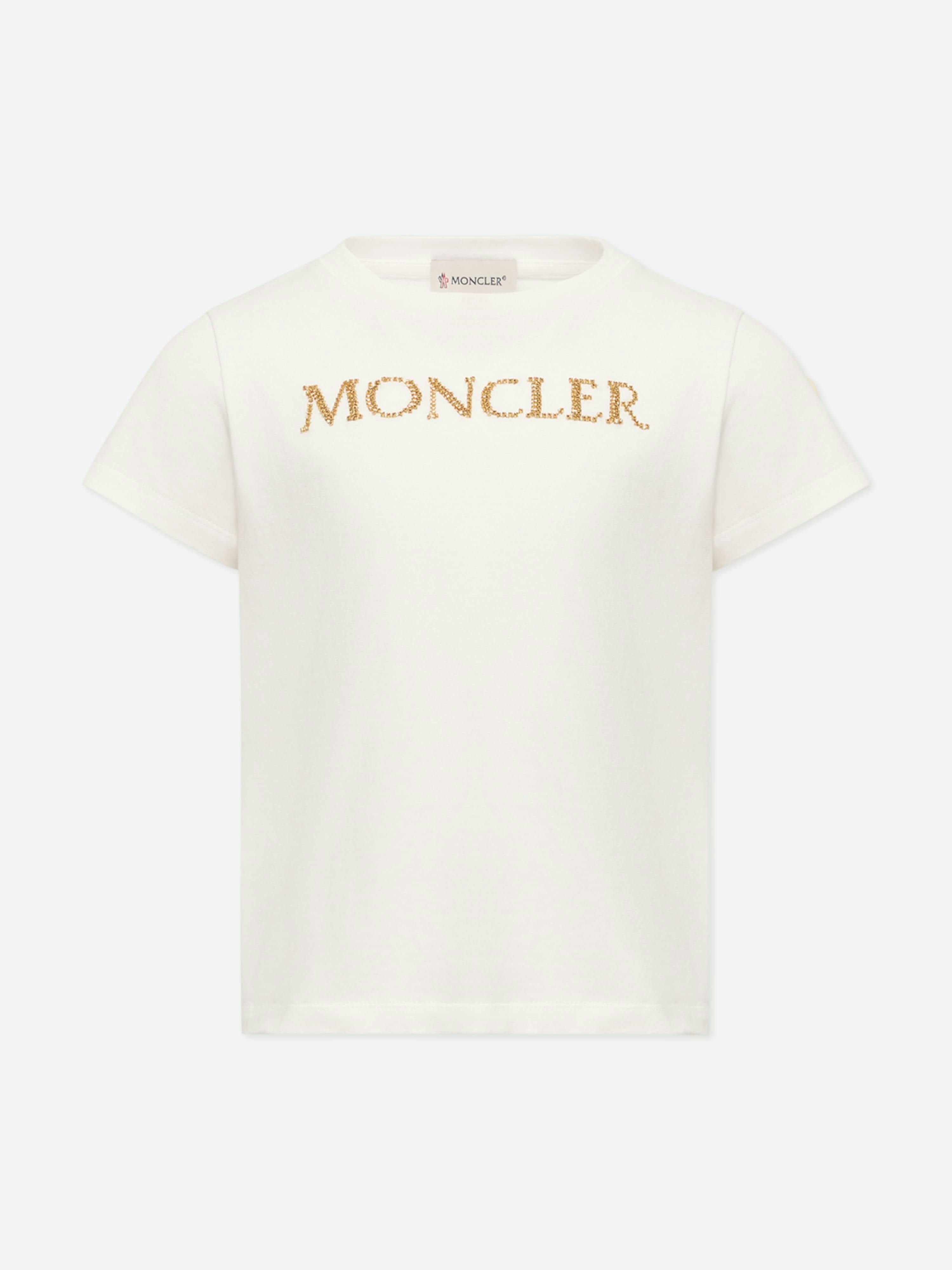 Moncler Enfant Girls White Cotton Jersey Logo T-Shirt In - 4 Yrs