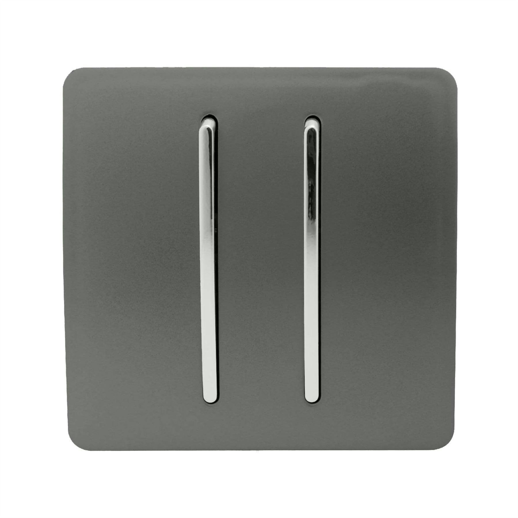 Trendi Switch Trendi 2 Gang 2 Way Artistic Modern Glossy 10 Amp Rocker Tactile Light Switch Charcoal - Image 6
