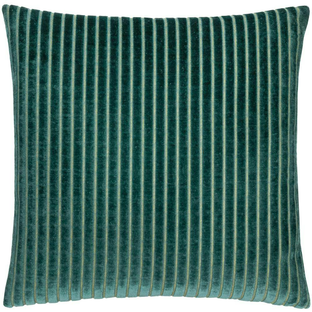 Paoletti Savoy Velvet Stripe Cushion Cover - Teal - 50Cm X 50Cm - Teal - 100% Polyester