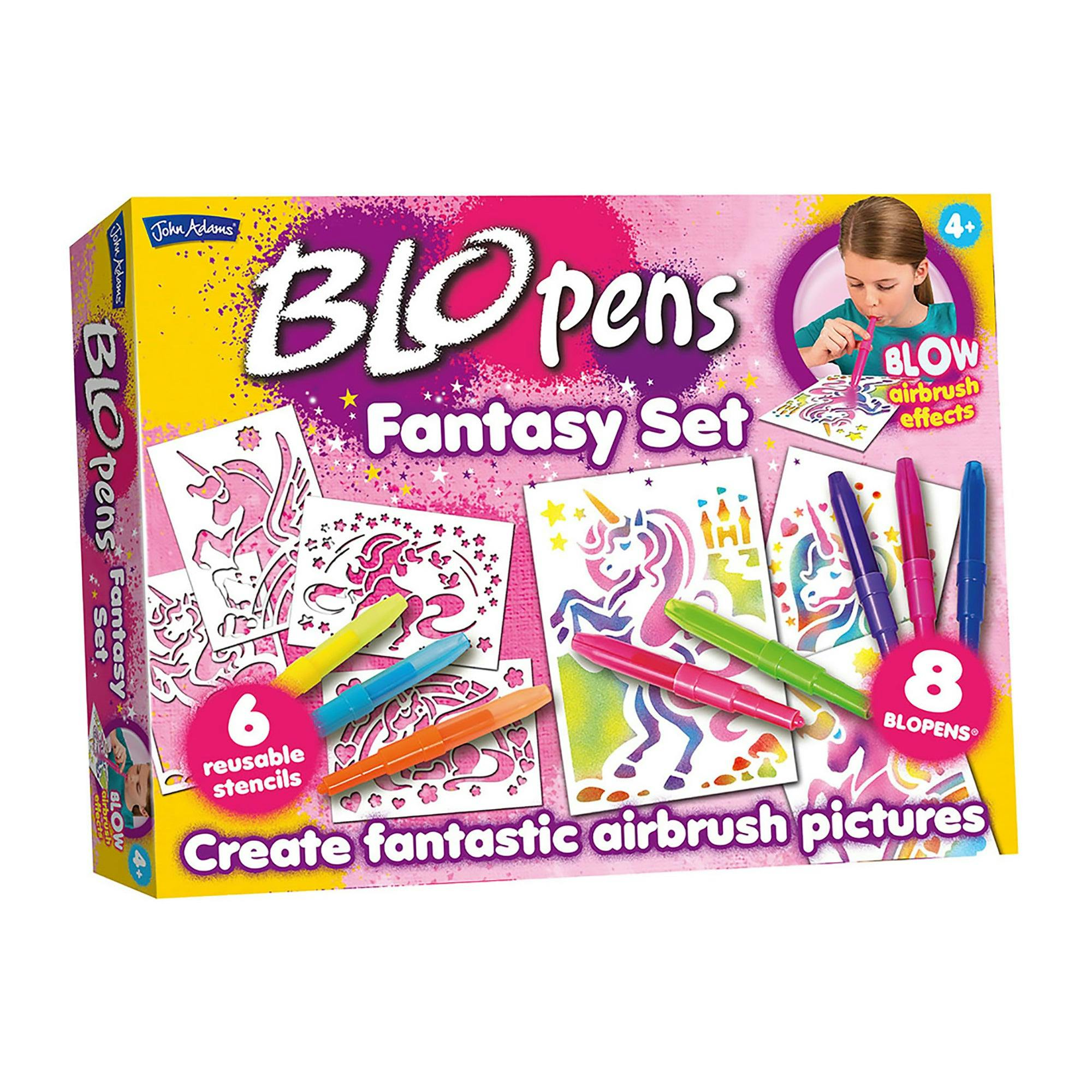 Blopens Purple/Dark/Blue Fantasy Activity Set – Airbrush Art Kit For Kids
