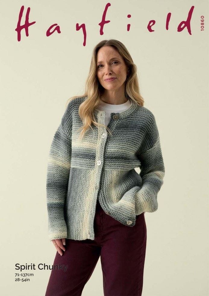 Hayfield Women's Spirit Chunky Knitting Pattern 10860, Cardigans For 28 - 54 Inches