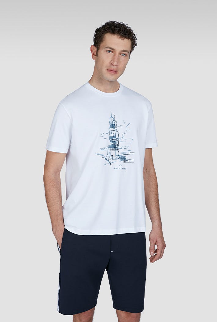 Paul & Shark Men's T-Shirt In Cotton Jersey With Lighthouse Print - Medium
