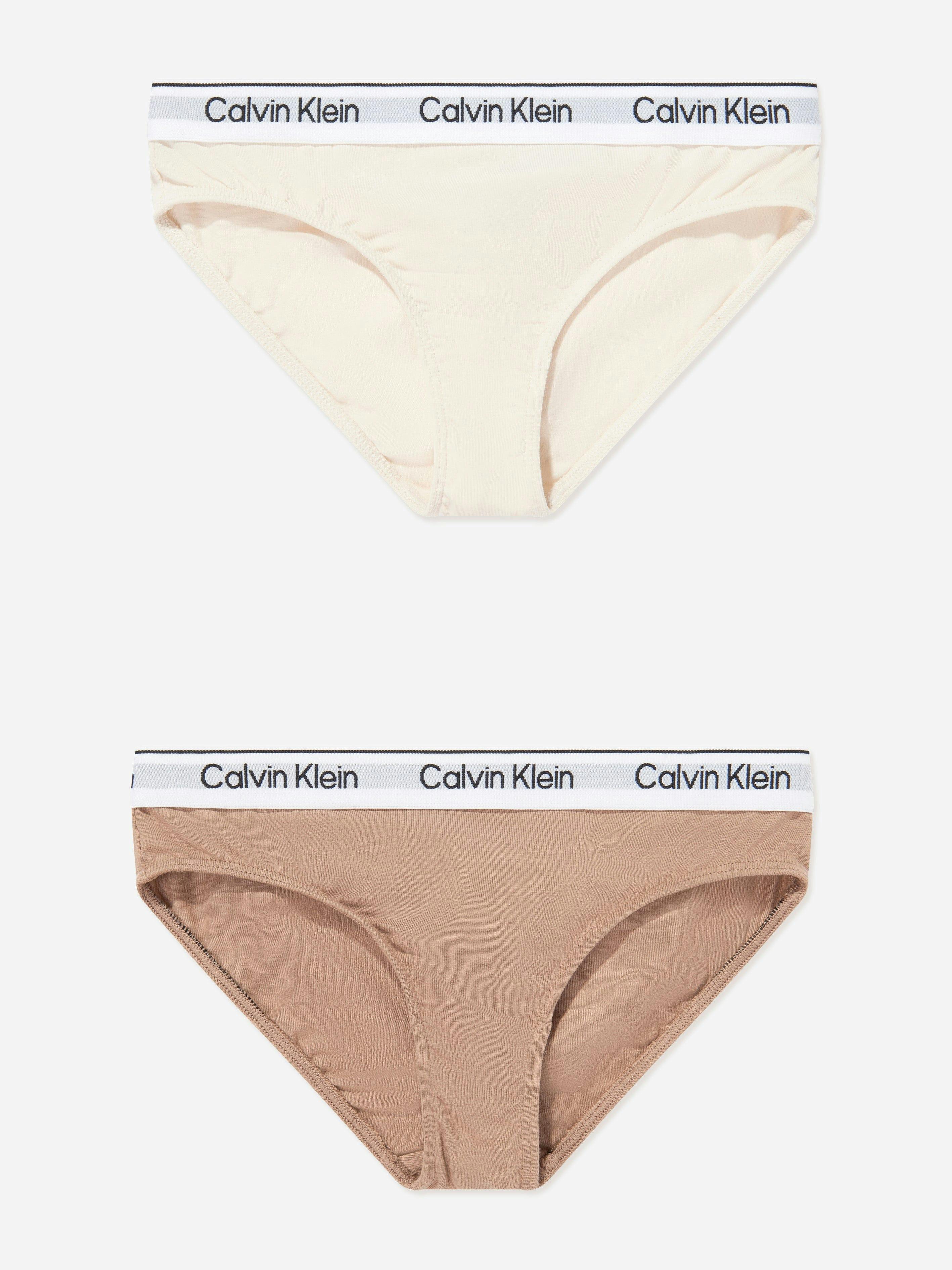 Calvin Klein Girls Beige 2 Pack Bikini Knickers Set In - 8 - 10 Yrs