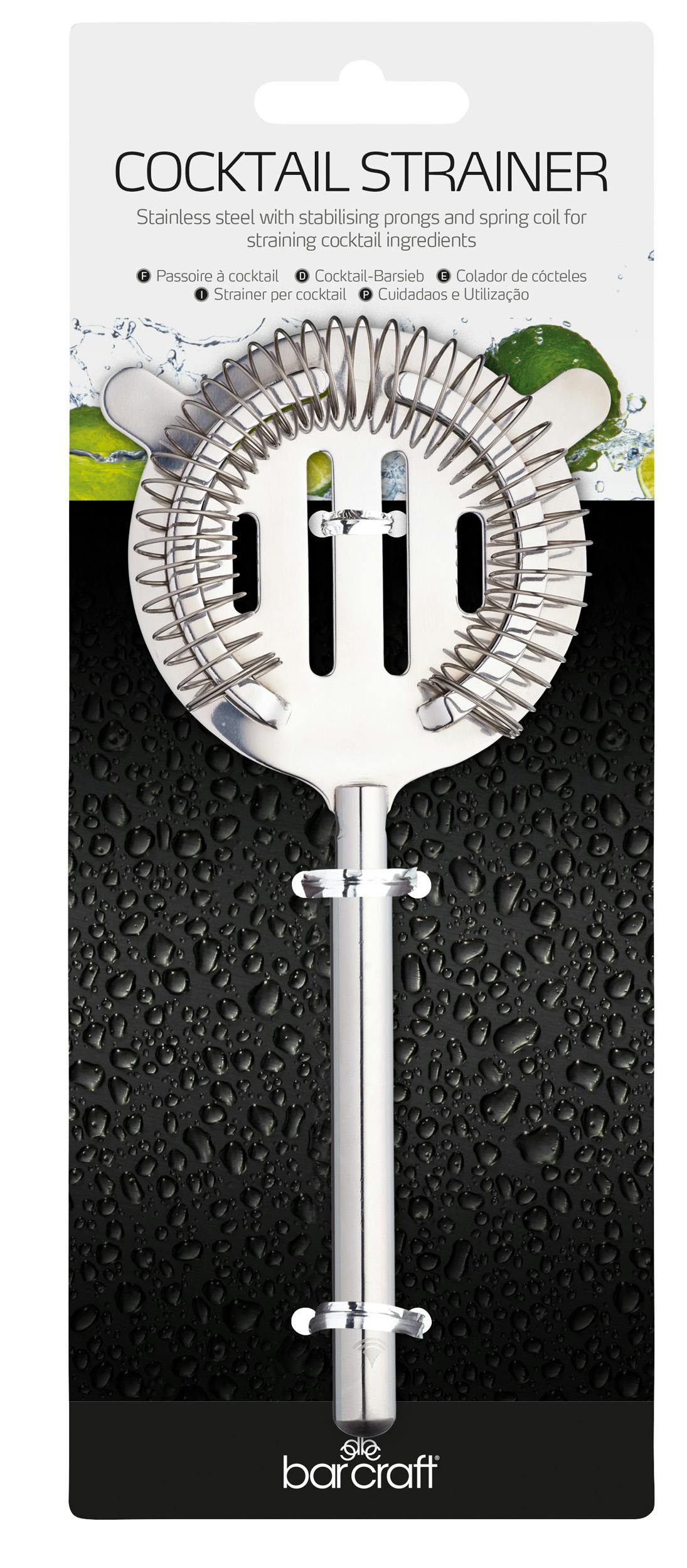 Rackhams Silver Stainless Steel Cocktail Strainer - Stainless Steel - Cocktail Making