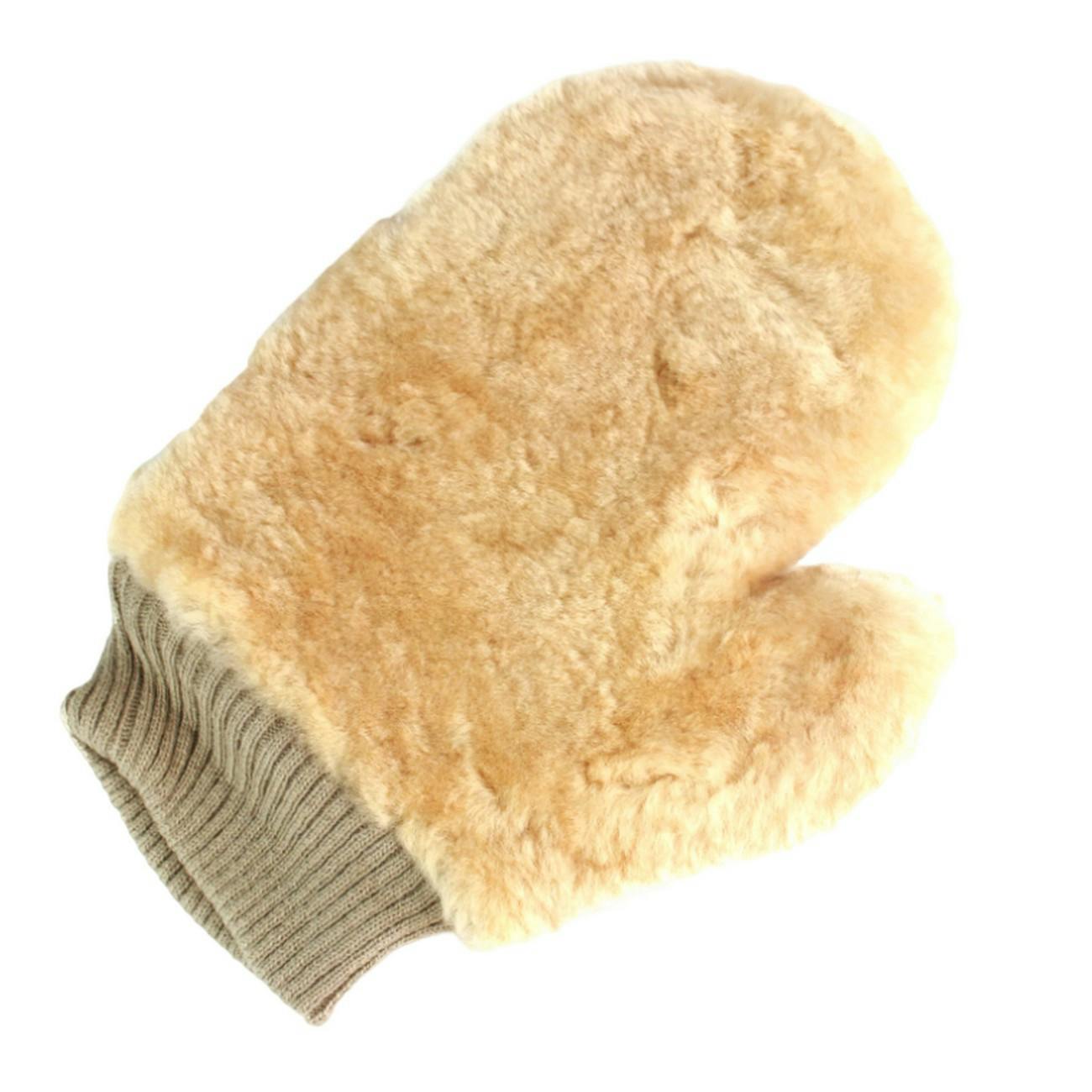 Rackhams Beige Sheepskin Polishing Mitten - One Size