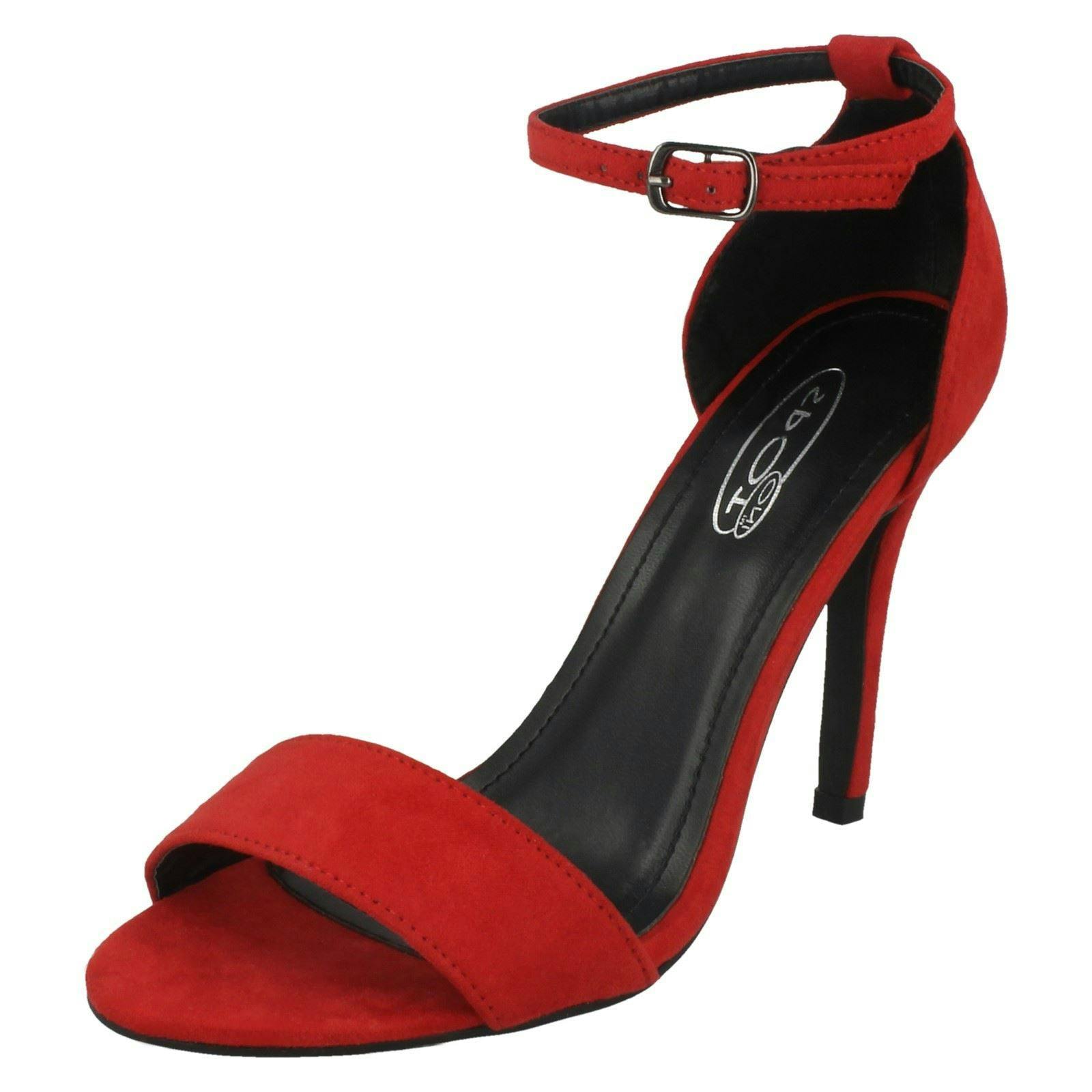 Spot On Women's Red High Heel Mule Sandals - Uk 4