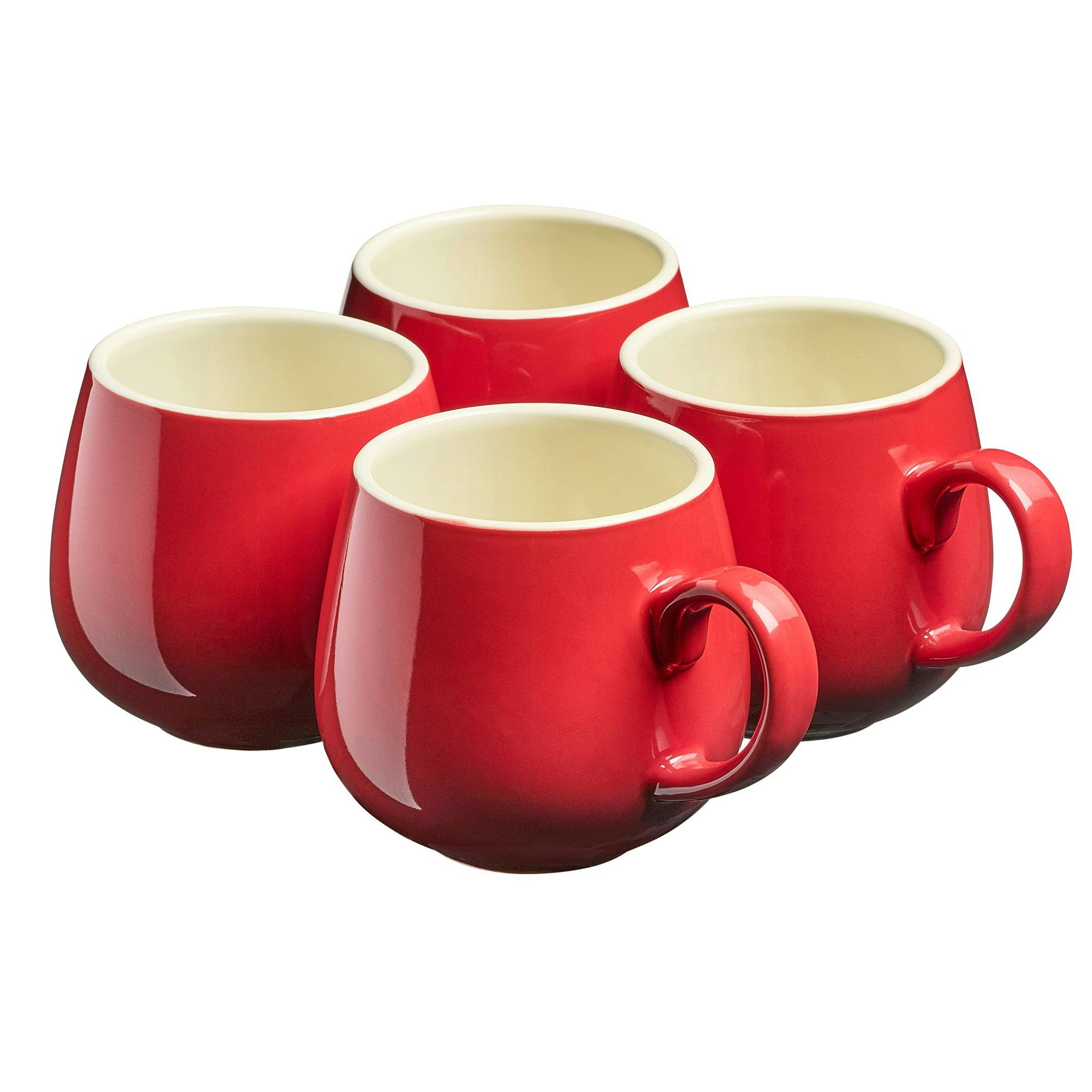 Rackhams Red Set Of 4 Stoneware Mugs | 350Ml |