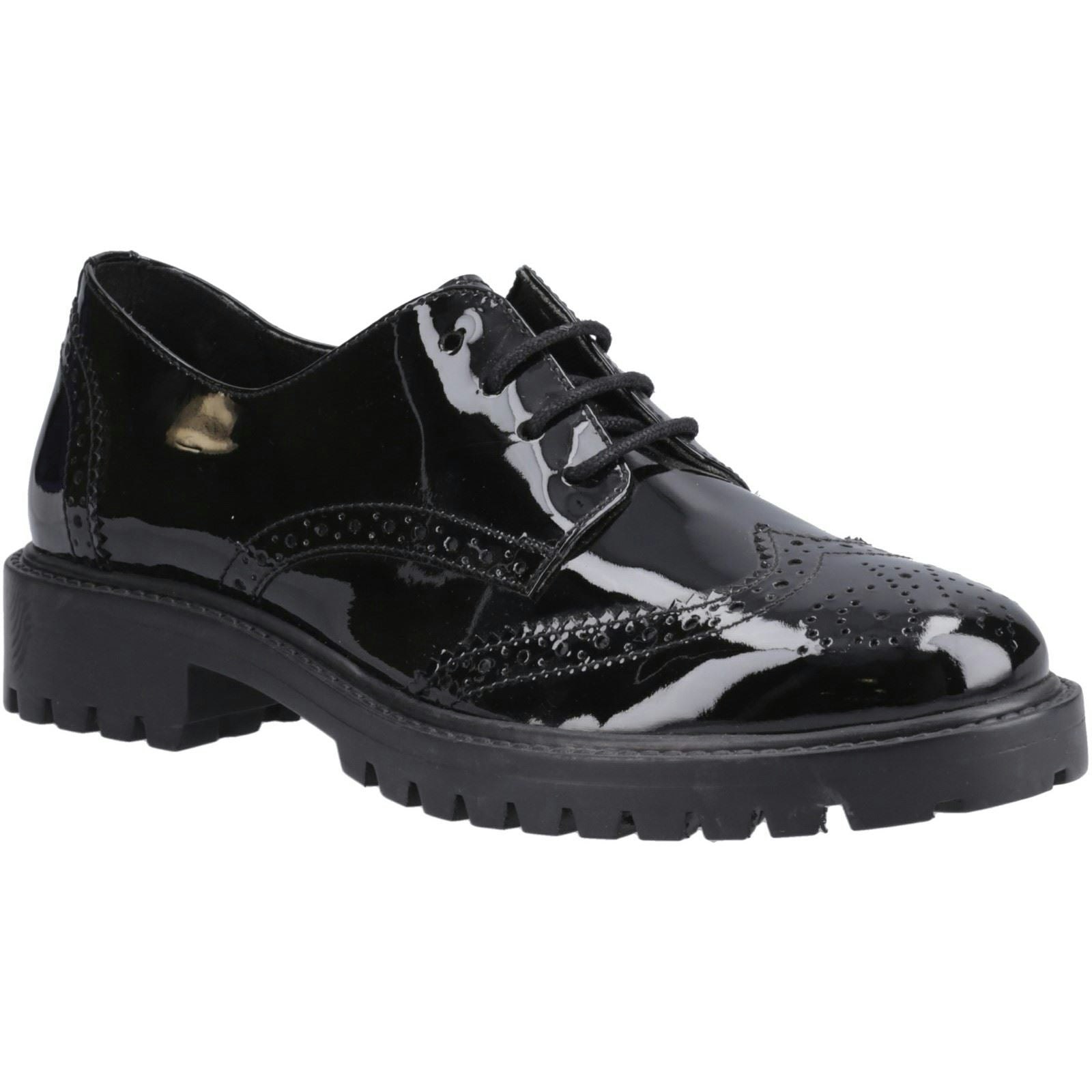 Hush Puppies Girls Black Athena Patent Leather 'S Brogues - Size 5