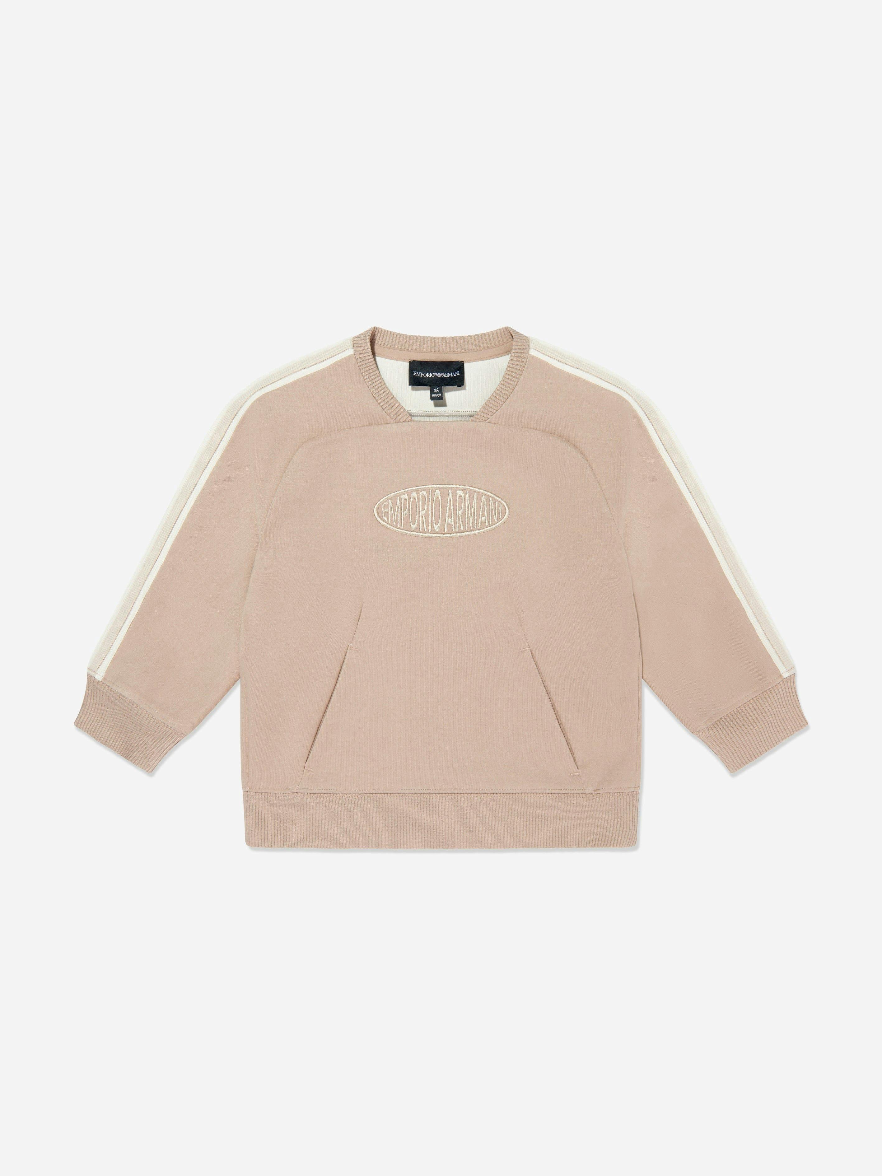 Emporio Armani Boys Beige Logo Sweatshirt In - Camel - 12 Yrs