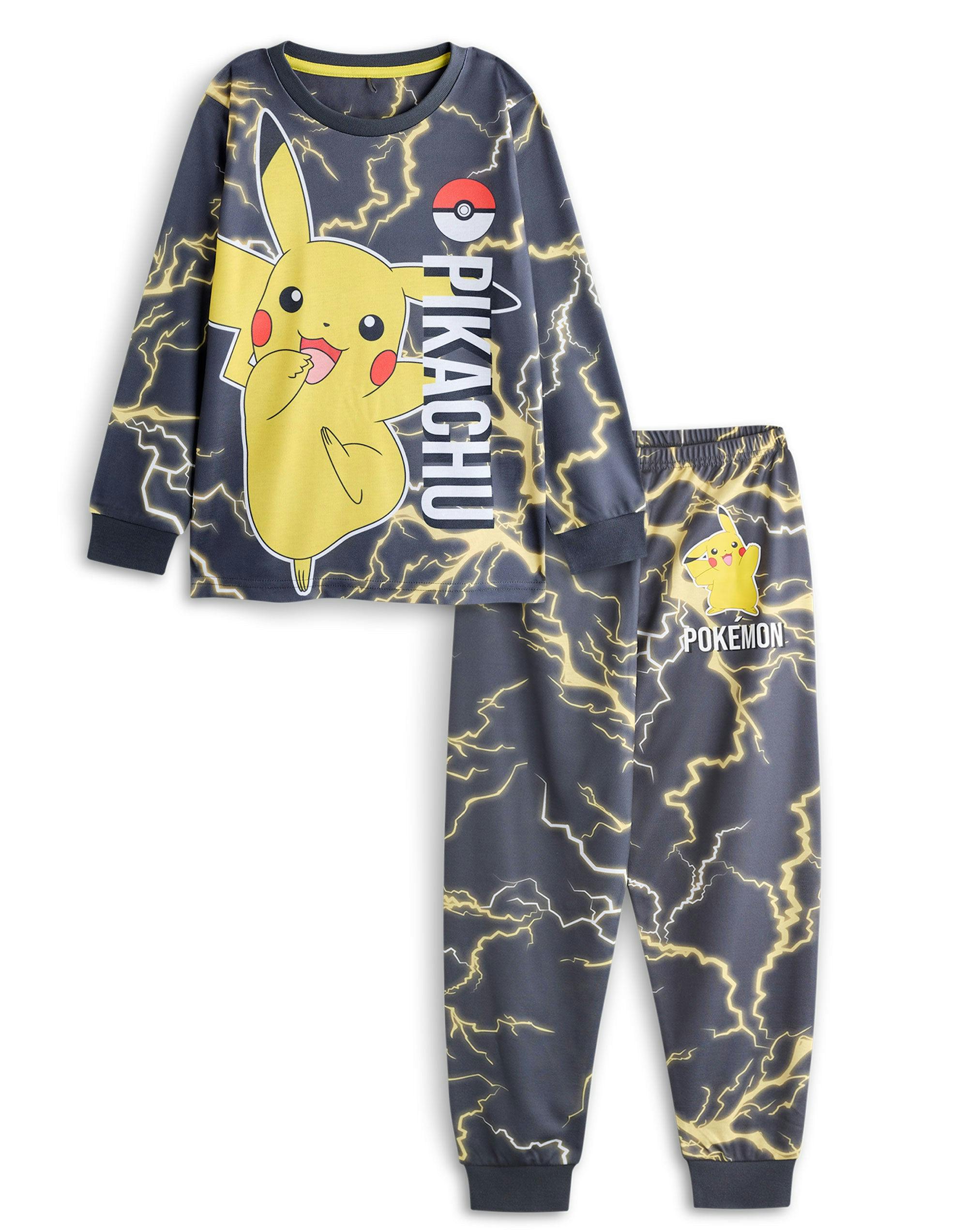 Vanilla Underground Boys Black Pokemon Pikachu Long Sleeve Long Leg Pyjama Set - 9-10 Years