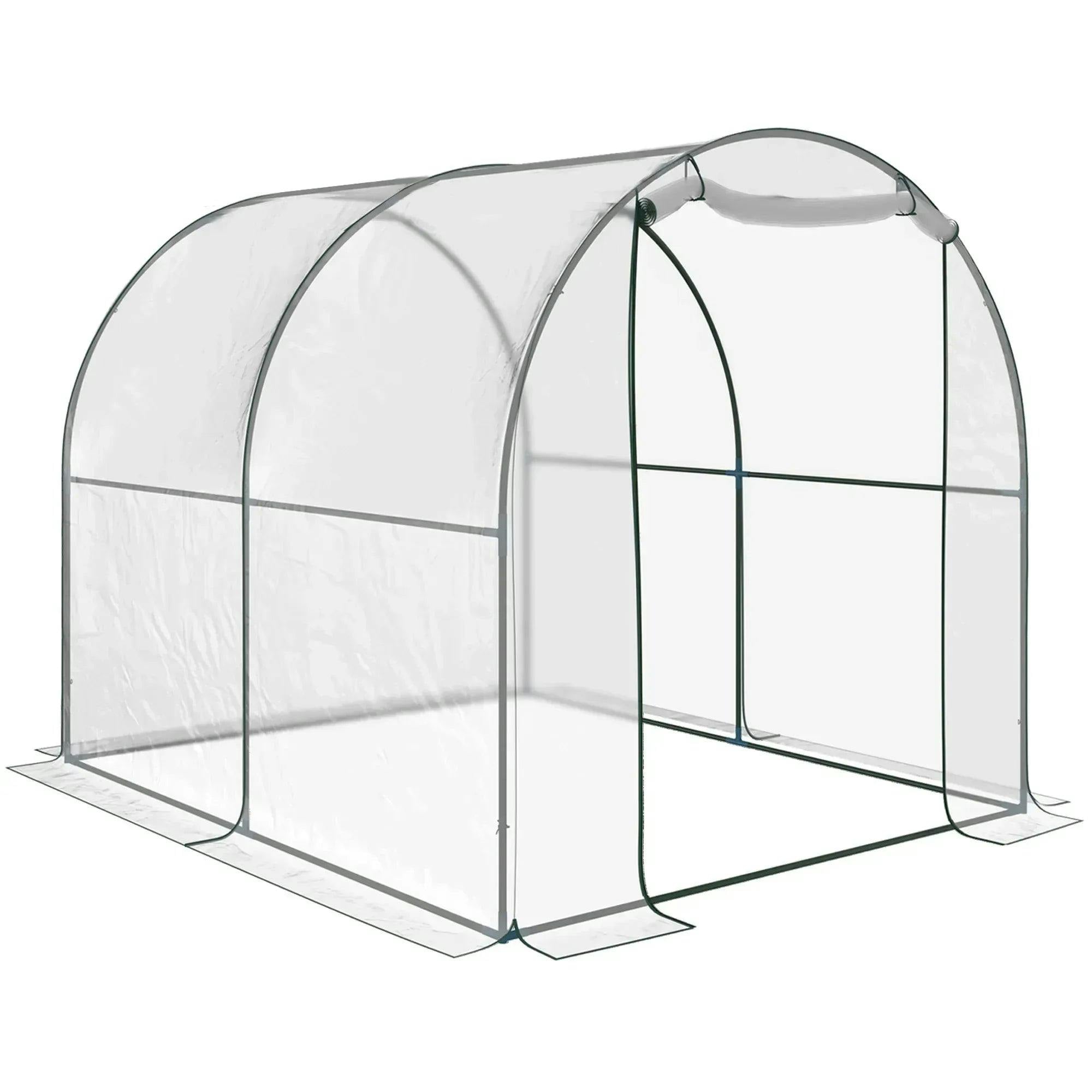 Rackhams Walk In Polytunnel Greenhouse W/ Roll Up Door Pvc Cover, 2.5 X 2M - Image 5