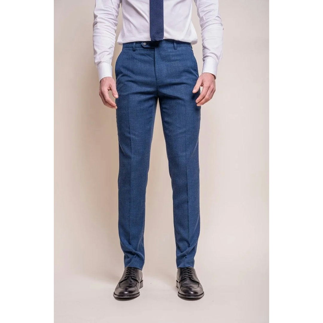 House Of Cavani Men's Blue Miami - Crosshatch Trousers - 36W 32L