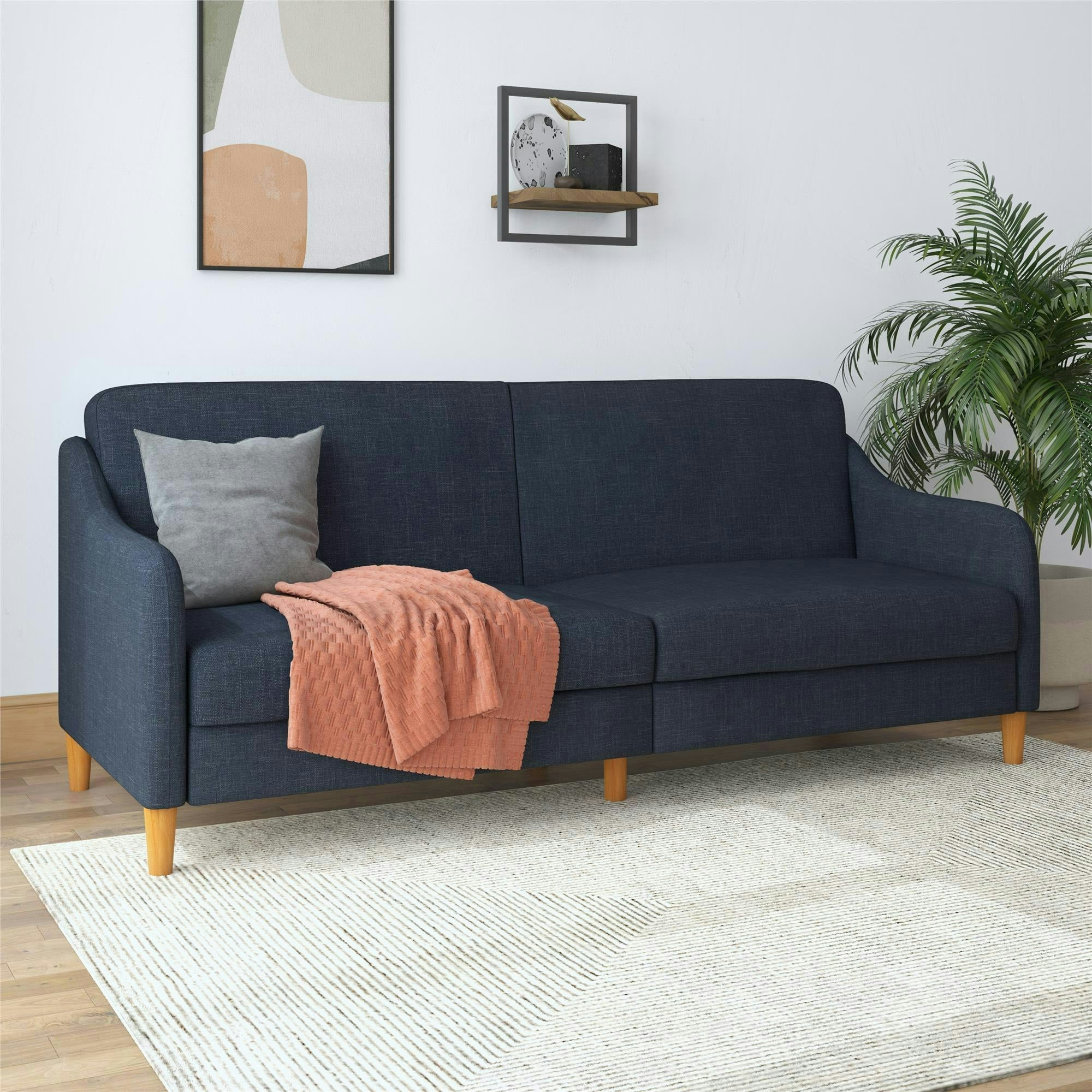 Dorel Home Blue Jasper Coil 3-Seater Sofa Bed In Navy Fabric