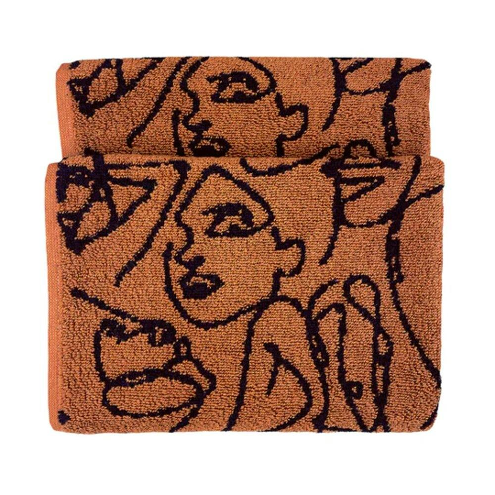 Furn Everybody Abstract Jacquard Hand Towel - Pecan - One Size - Pecan - 100% Cotton