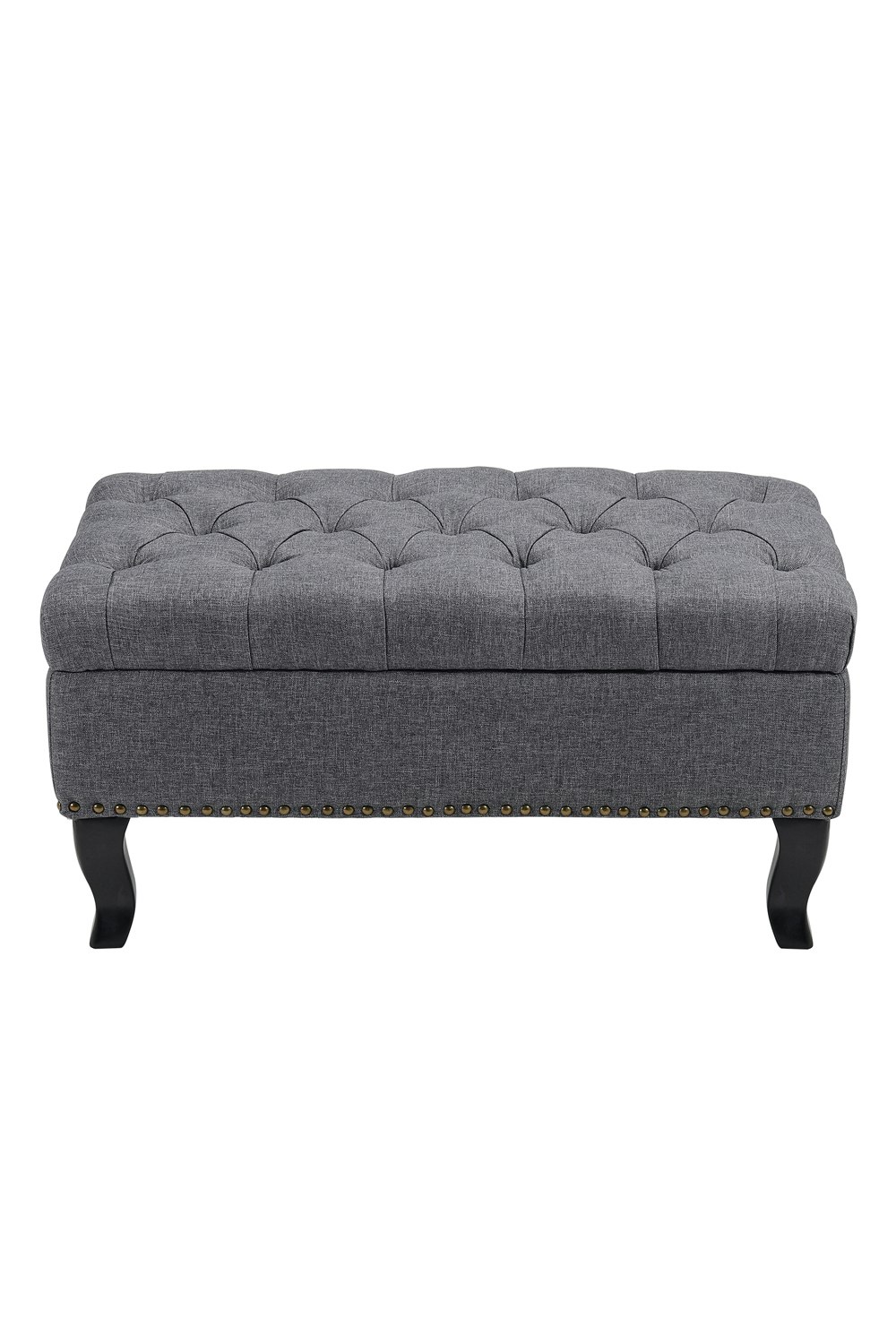 Rackhams Grey Tufted Rectangle Ottoman Footstool