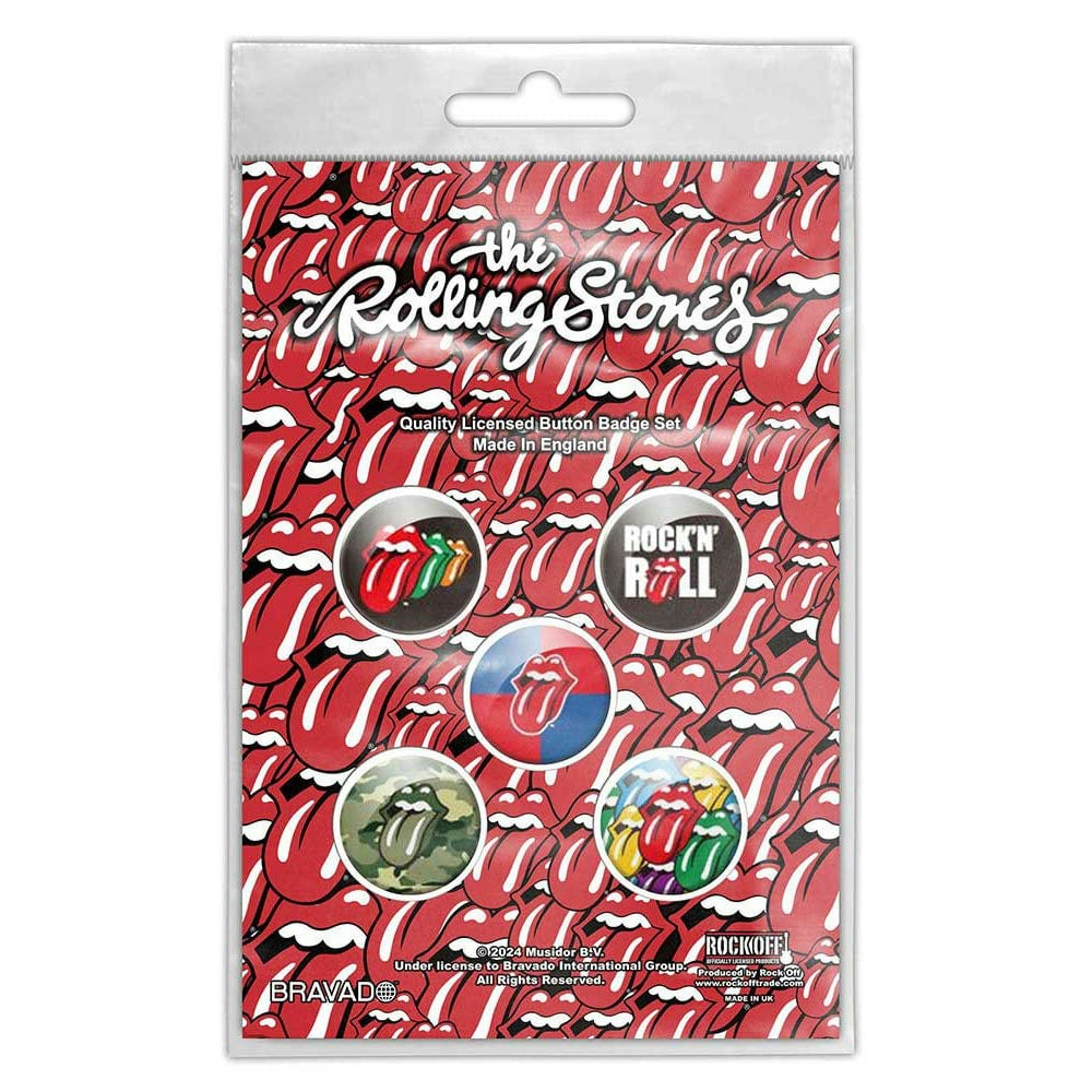 Paradiso Clothing The Rolling Stones Rock N Roll Button Badge Pack