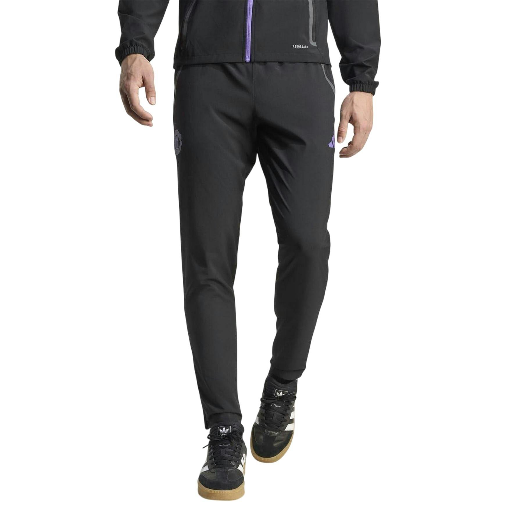 Adidas Men's Black 2025/2026 Manchester United Fc Tracksuit Bottoms - L - 87% Polyester/13% Elastane