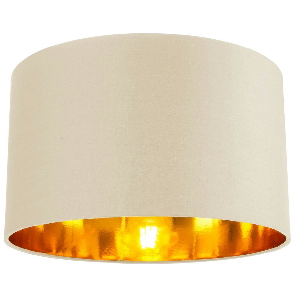 Happy Homewares Cream Contemporary Cotton 14" Table/Pendant Lamp Shade With Shiny Copper Inner