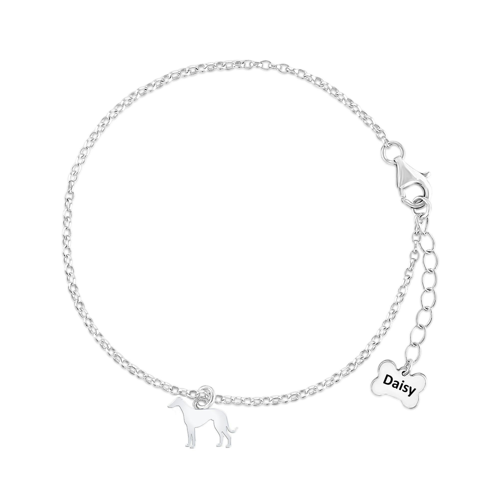 Mylee London Silver Italian Greyhound Silhouette Chain Bracelet - Personalised - Yes