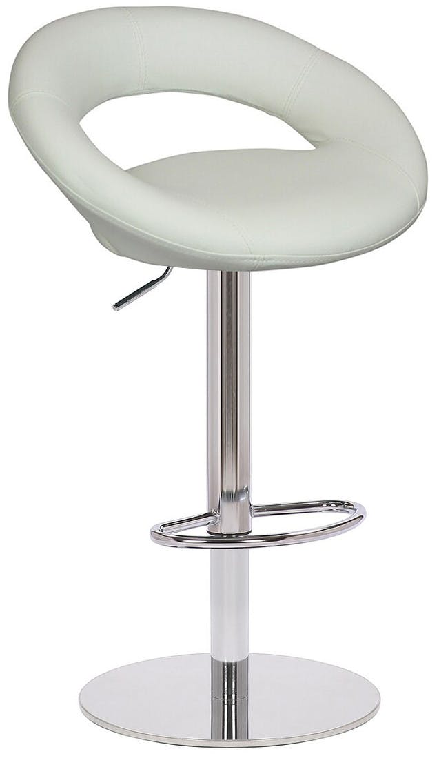 Lamboro White Sorrento Deluxe Kitchen Bar Stool, Chrome Stem, Height Adjustable Swivel Gas Lift, Home & Breakfast Faux-Leather Barstool,