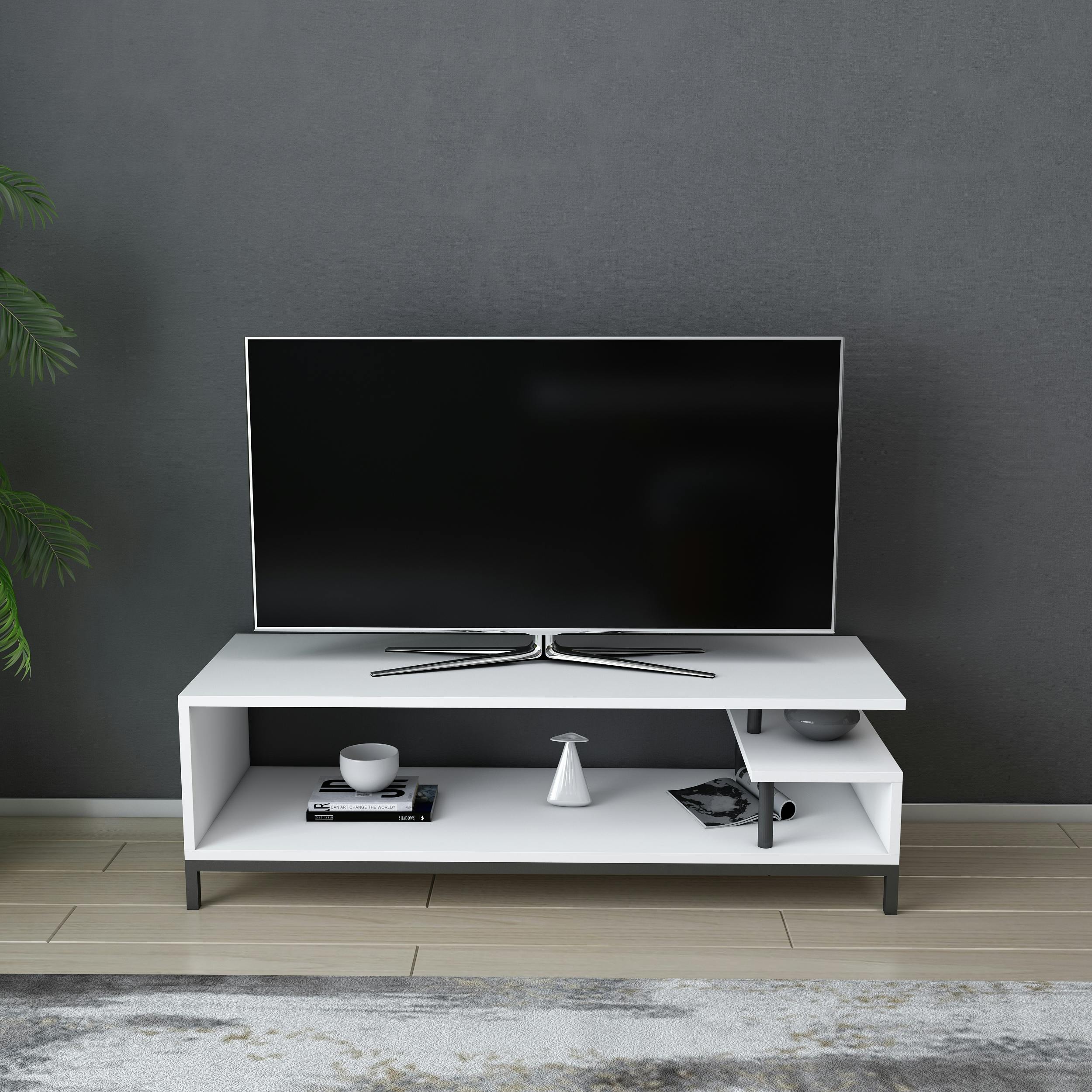 Rackhams Black/White Reilly Modern Tv Stand Tv Cabinet For Tv's Up To 55"