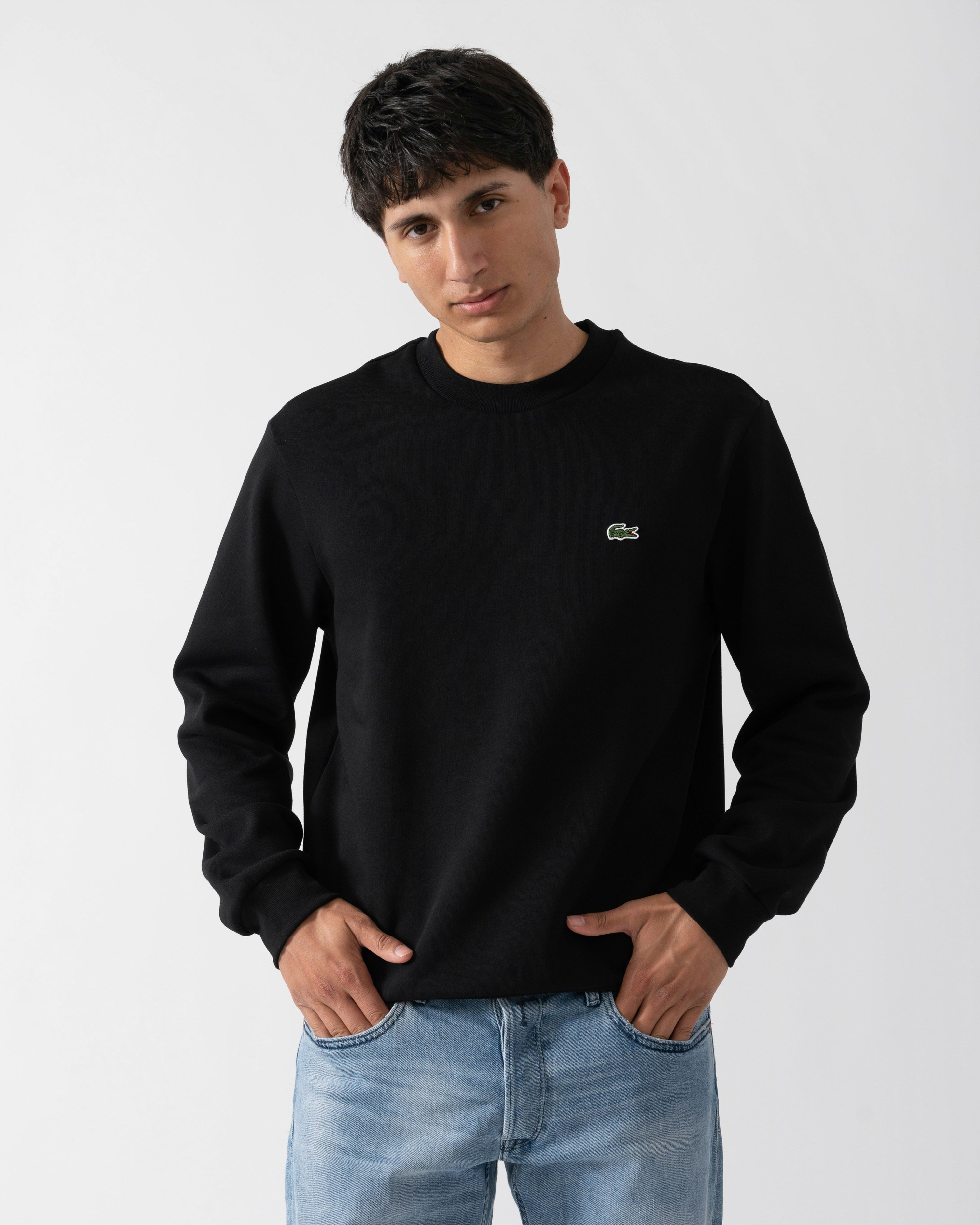 Lacoste Men's Black Crew Neck Fleece Sweatshirt - 031 - 031 - M