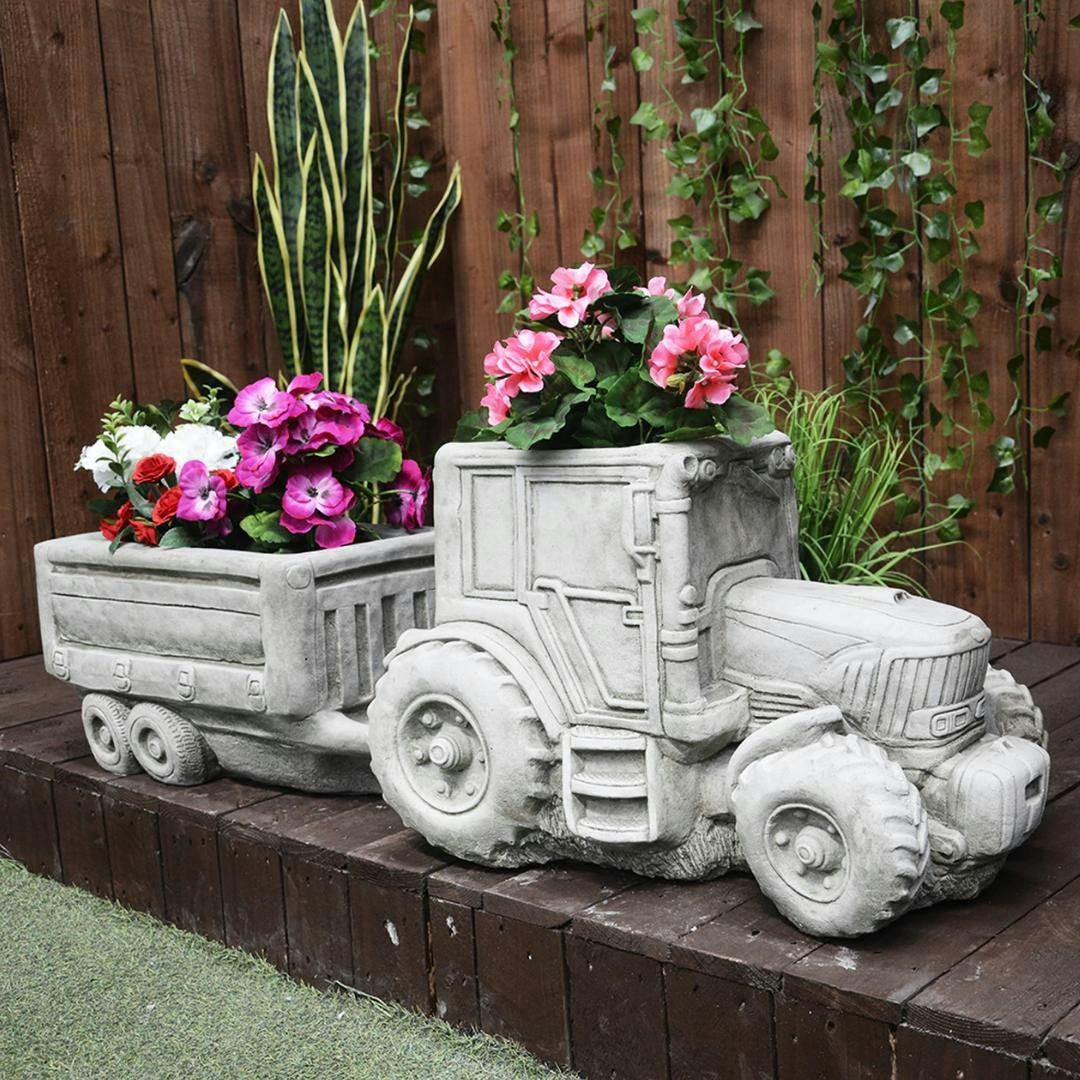 Osn Large Tractor And Trailer Garden Planter Set
