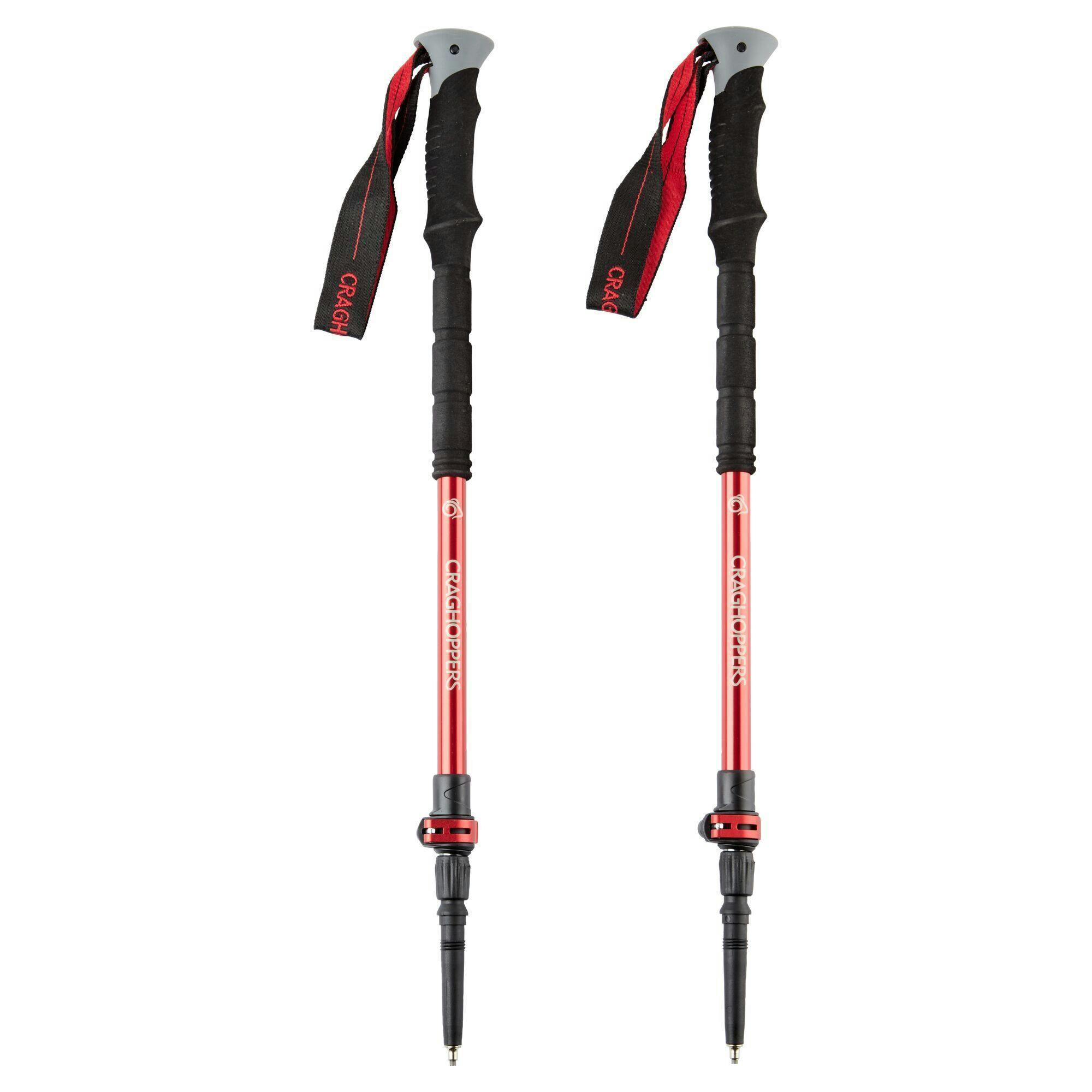 Craghoppers Red/Black/Grey Venture Anti-Shock Trekking Poles (Pack Of 2) - 62Cm - 135Cm