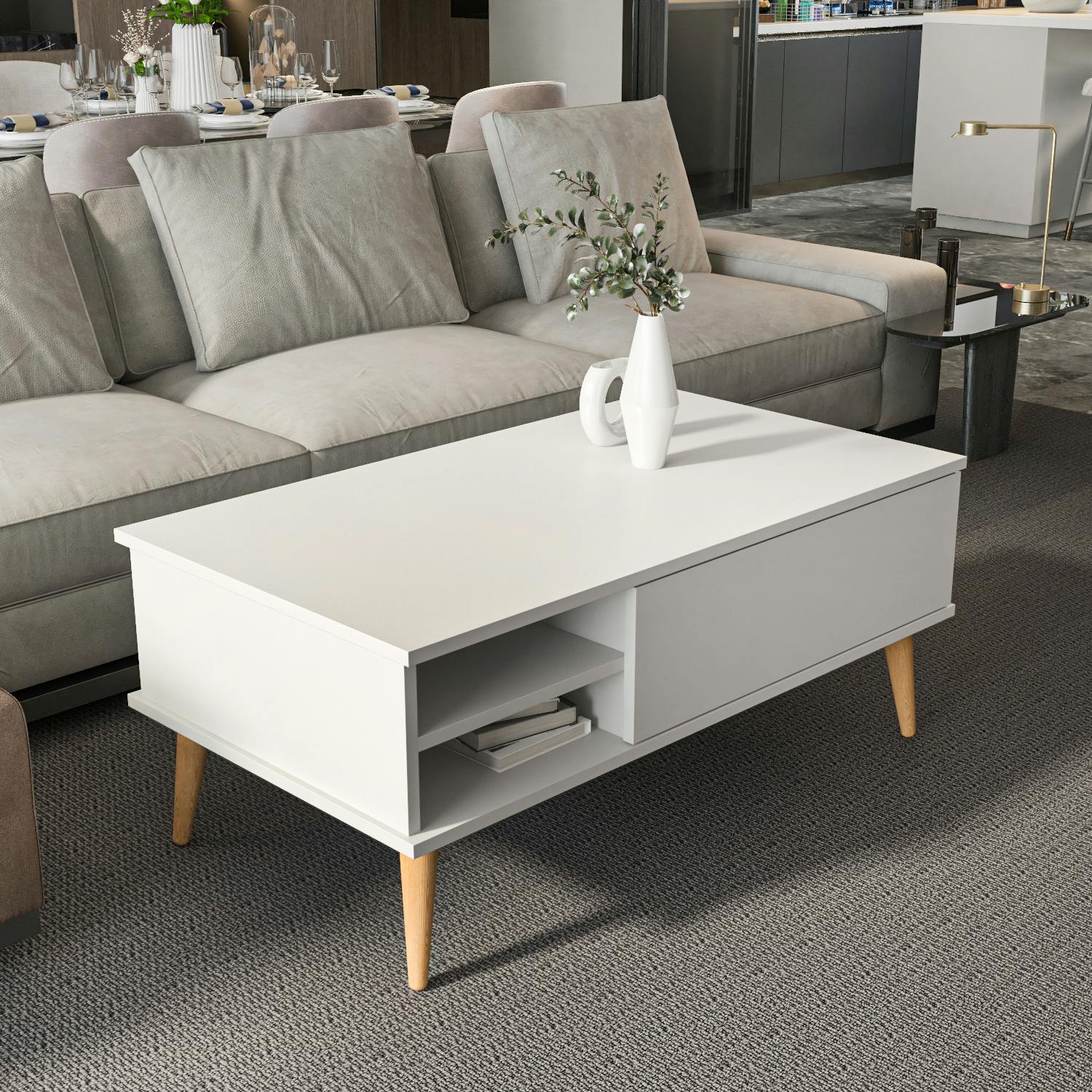 Rackhams White Como 110 Cm Modern Coffee Table