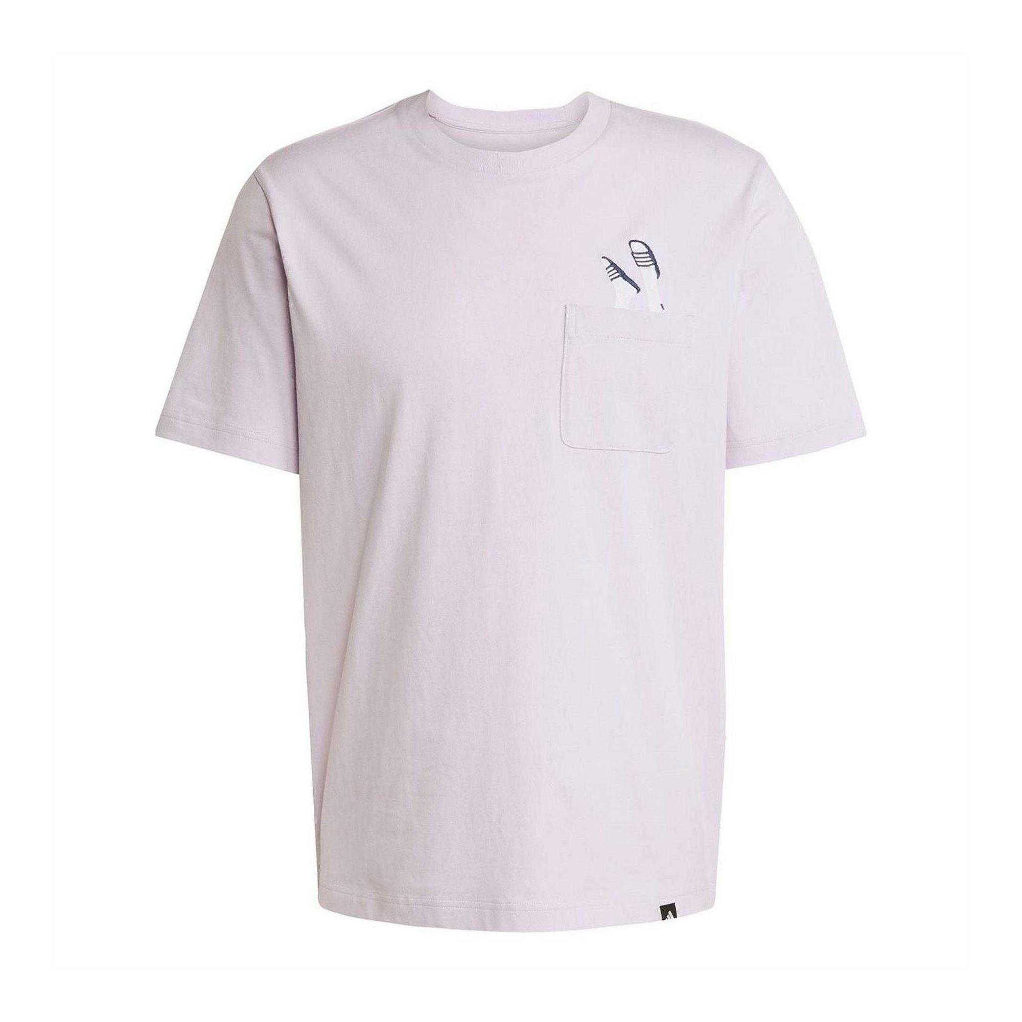 Adidas Men's Lavender Pocket Slide Cotton T-Shirt - M - 100% Cotton