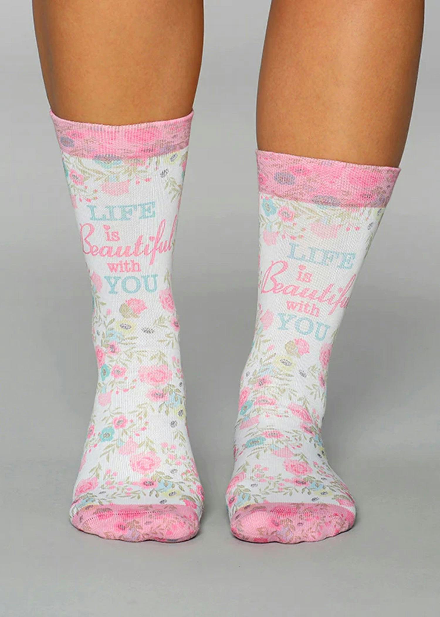 Jemsox Women's Beautiful Life Novelty Gift Socks