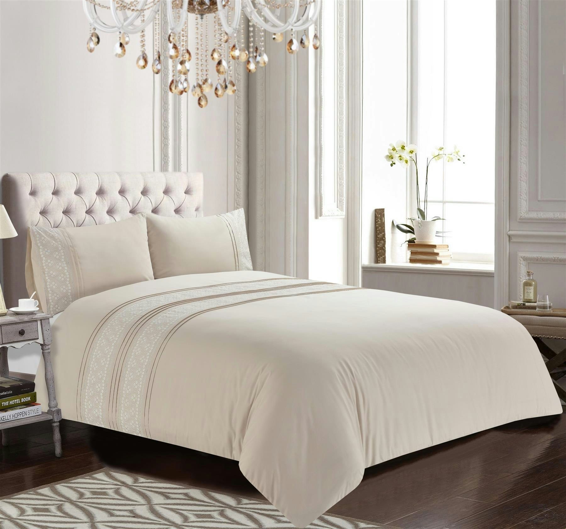 Homespace Direct Lottie Natural Duvet Cover Set - Double - Natural - Polycotton