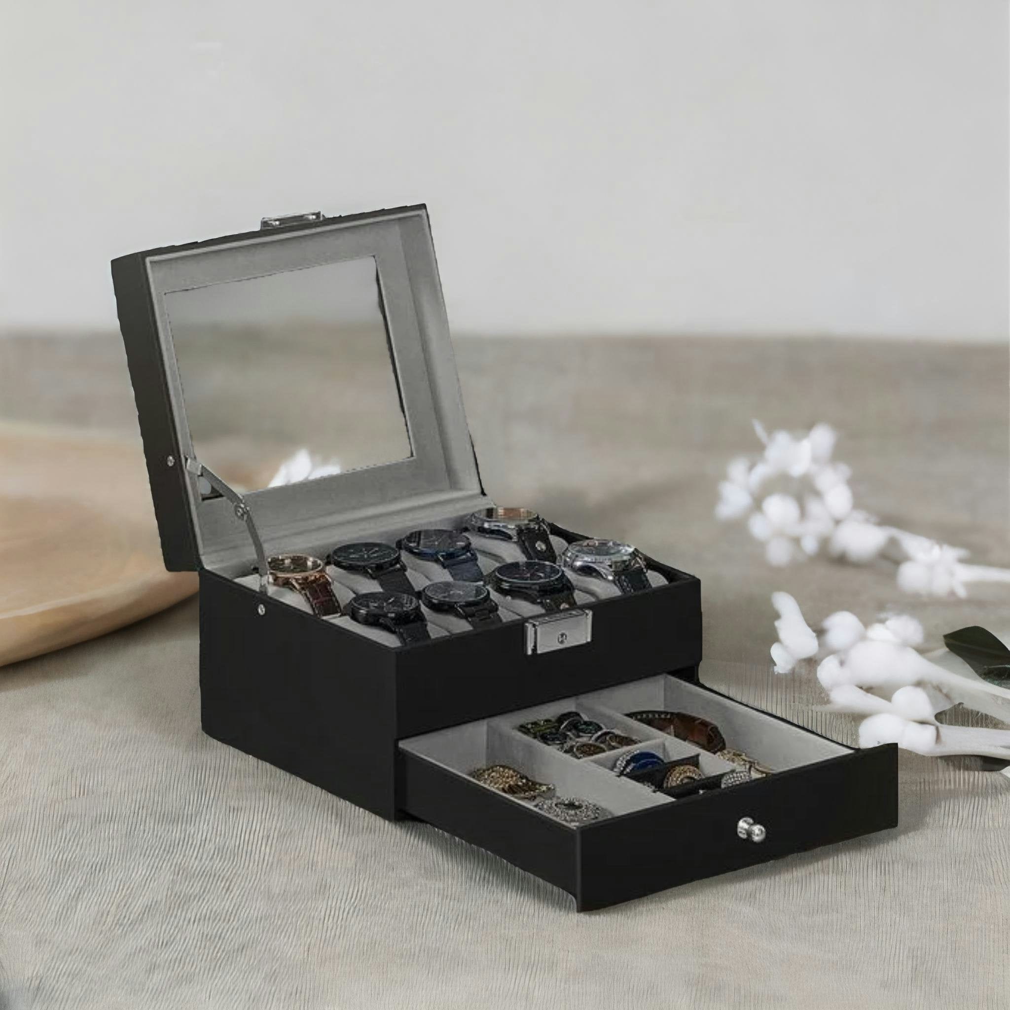 Rafaelo Mobilia Grey 8 Slot Watch Lockable Box