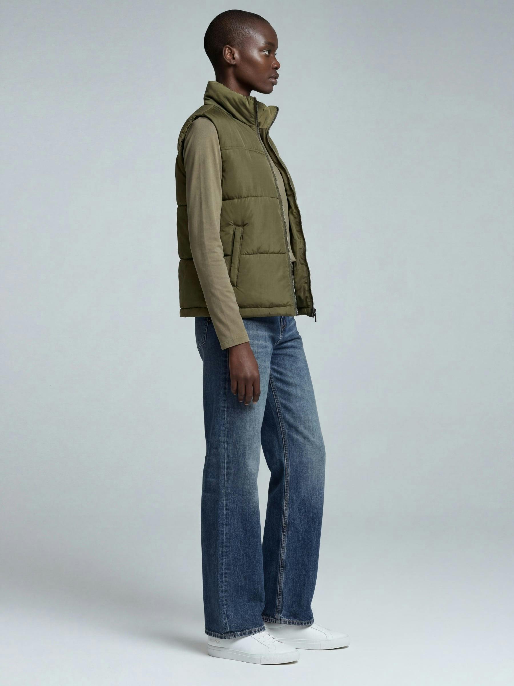 One&Only Unisex Green Quilted Gilet - S