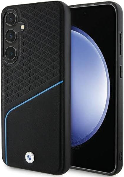 Bmw Black Signature Leather Textured And Line With Magsafe Hard Case For Samsung Galaxy S24 6.2" - Bmhms24s23rdclk