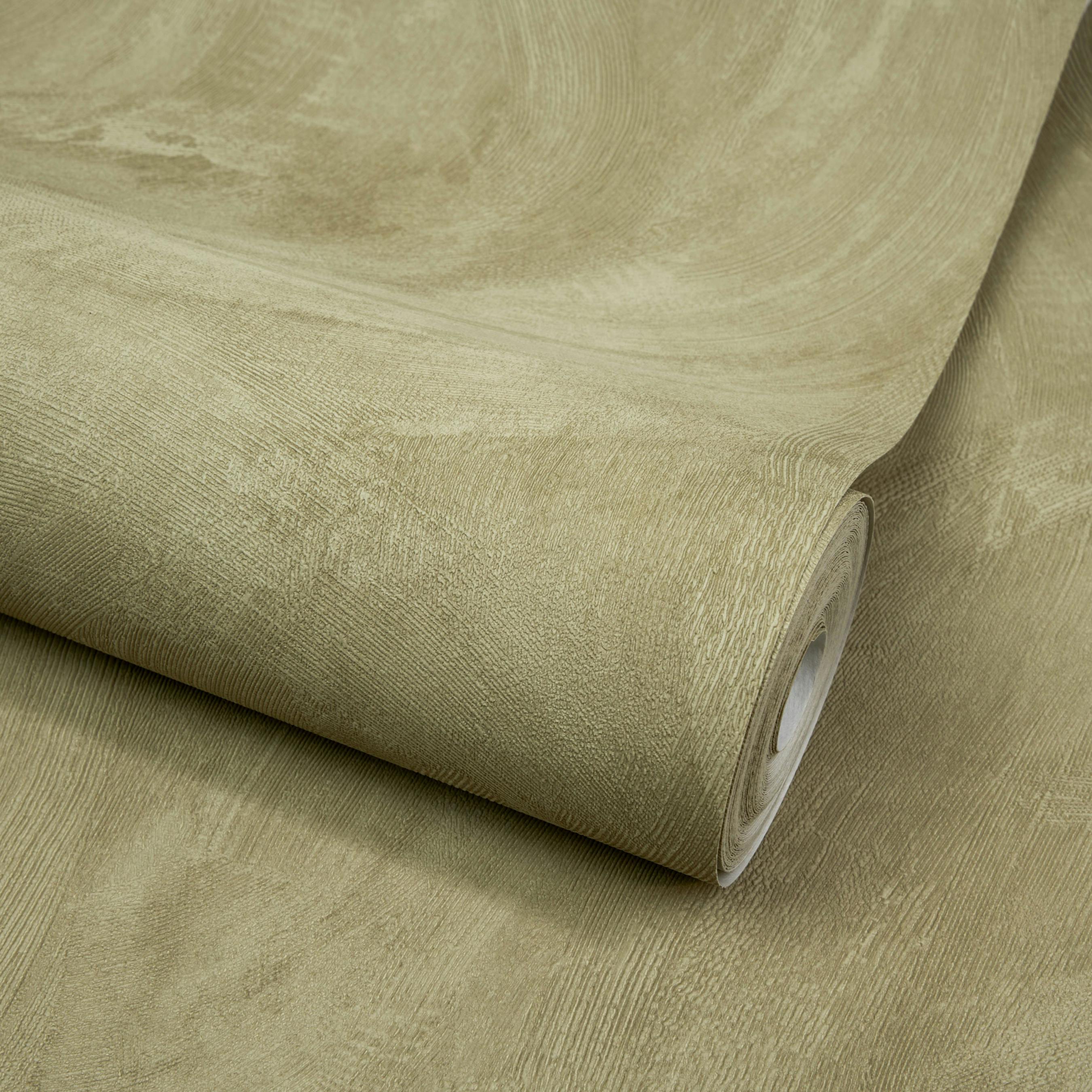 Grandeco Serra Rustic Limewash Chalk Paint Distressed Plaster Effect Textured Wallpaper, Deep Neutral Moss
