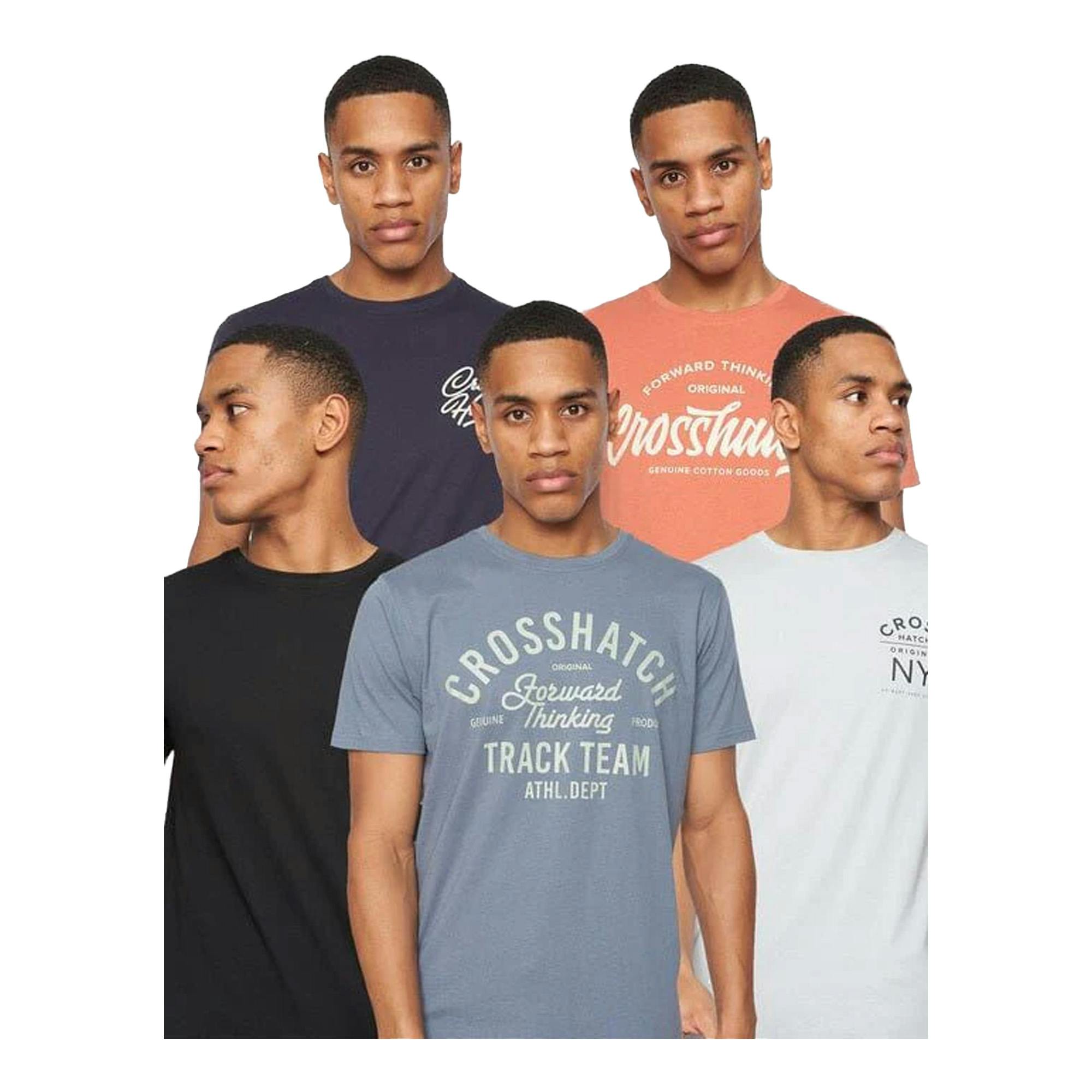 Crosshatch Men's Brandax Assorted Designs T-Shirt (Pack Of 5) - Multicoloured - S - Multicoloured - 100% Cotton