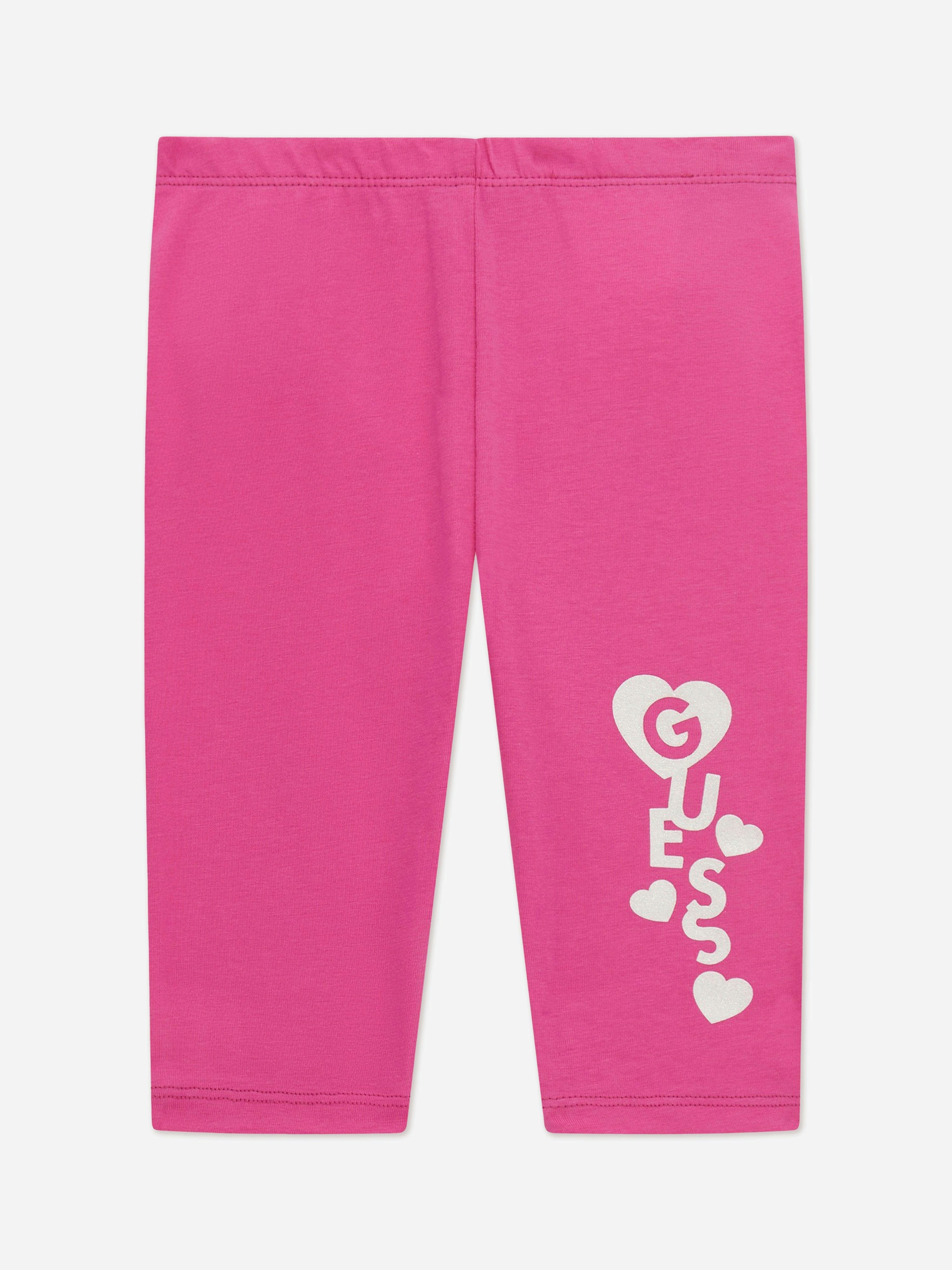 Guess Girls Pink Logo Leggings In - 2 Yrs