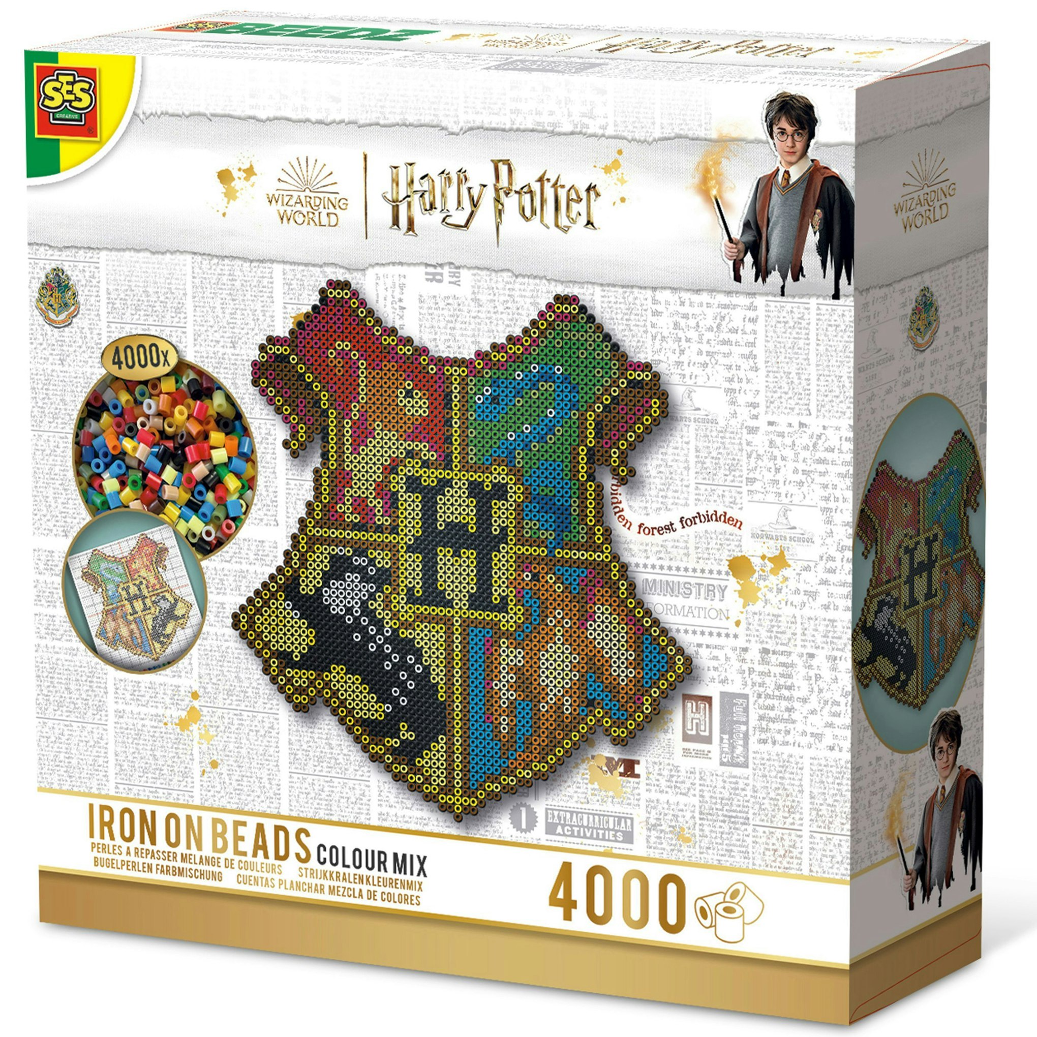 Ses Creative Harry Potter Iron On Beads Hogwarts Crest Colour Mix