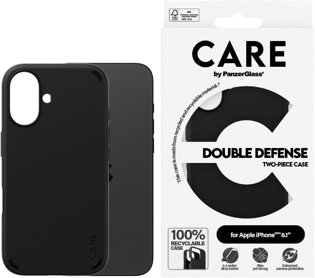 Panzerglass Black Panzer Glass Care Double Defense Case For Iphone 16 6.1" - 1333