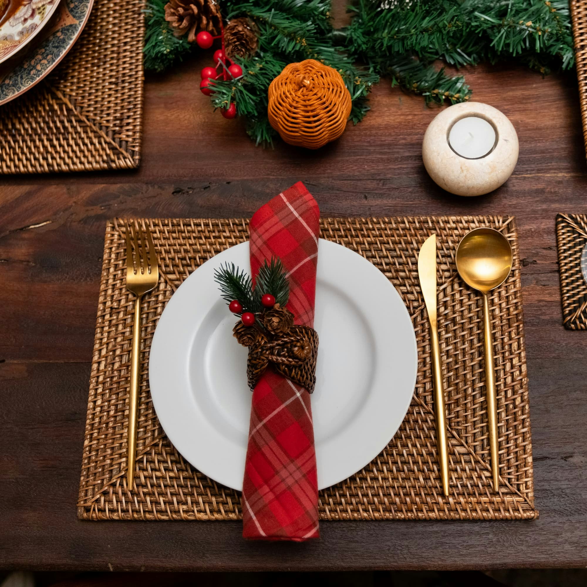 Rackhams Dark/Brown Rectangular Rattan Placemat - 25Cm X 35Cm