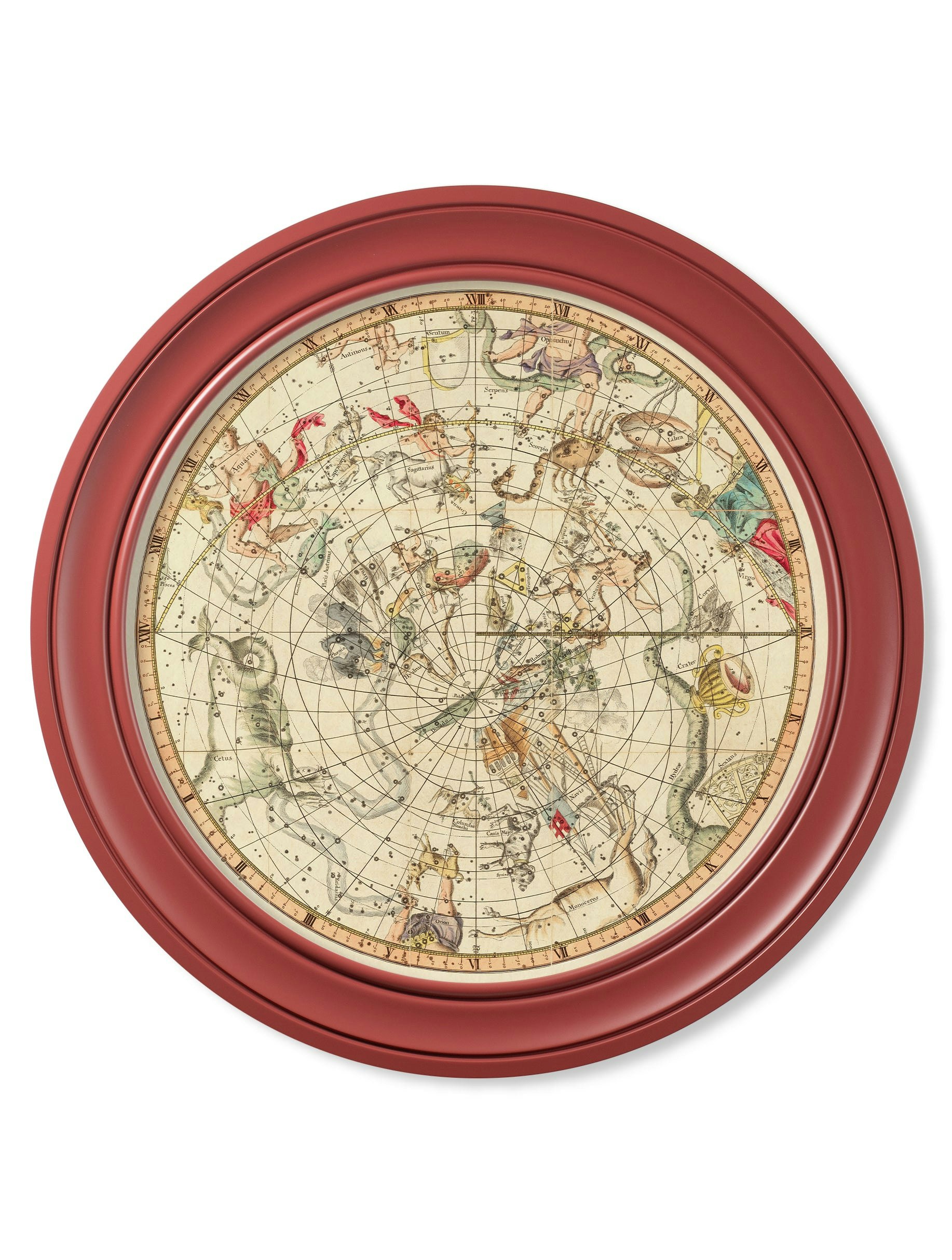 Rackhams Red C.1820 Map Of Constellations - Round Frame - 70 X 70Cm - Northern Hemisphere