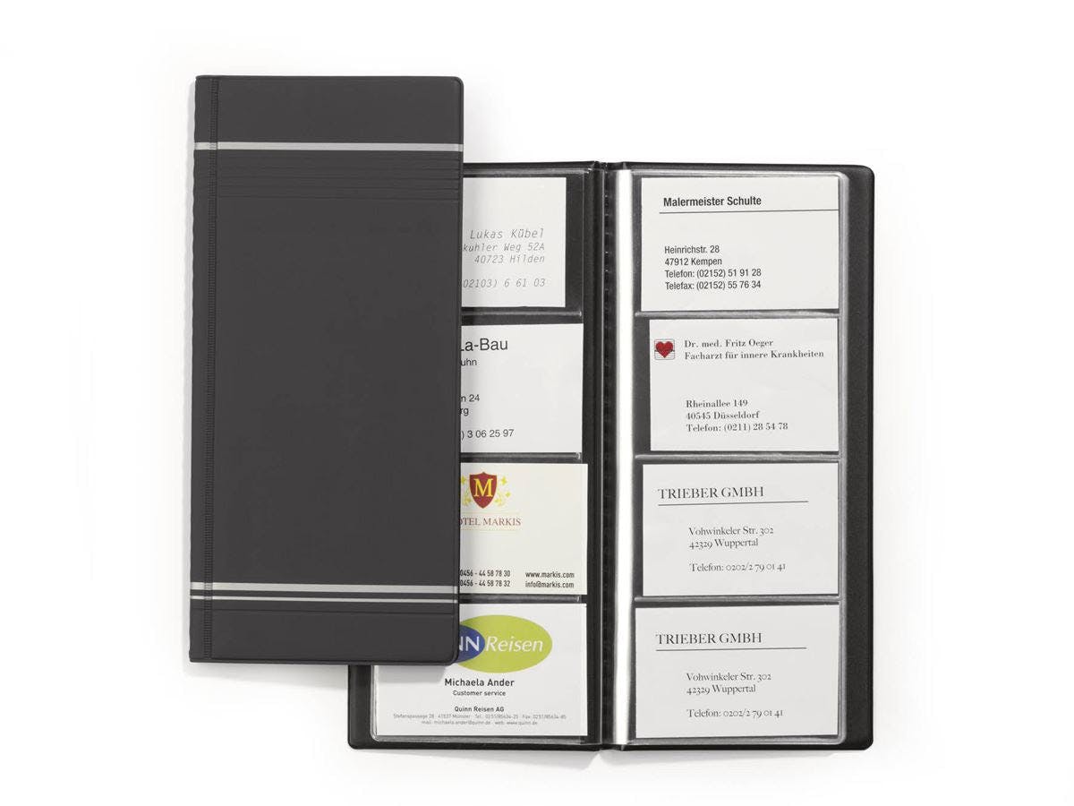 Durable Silver Visifix 96 Business Card Album Pocket Wallet Book | Charcoal