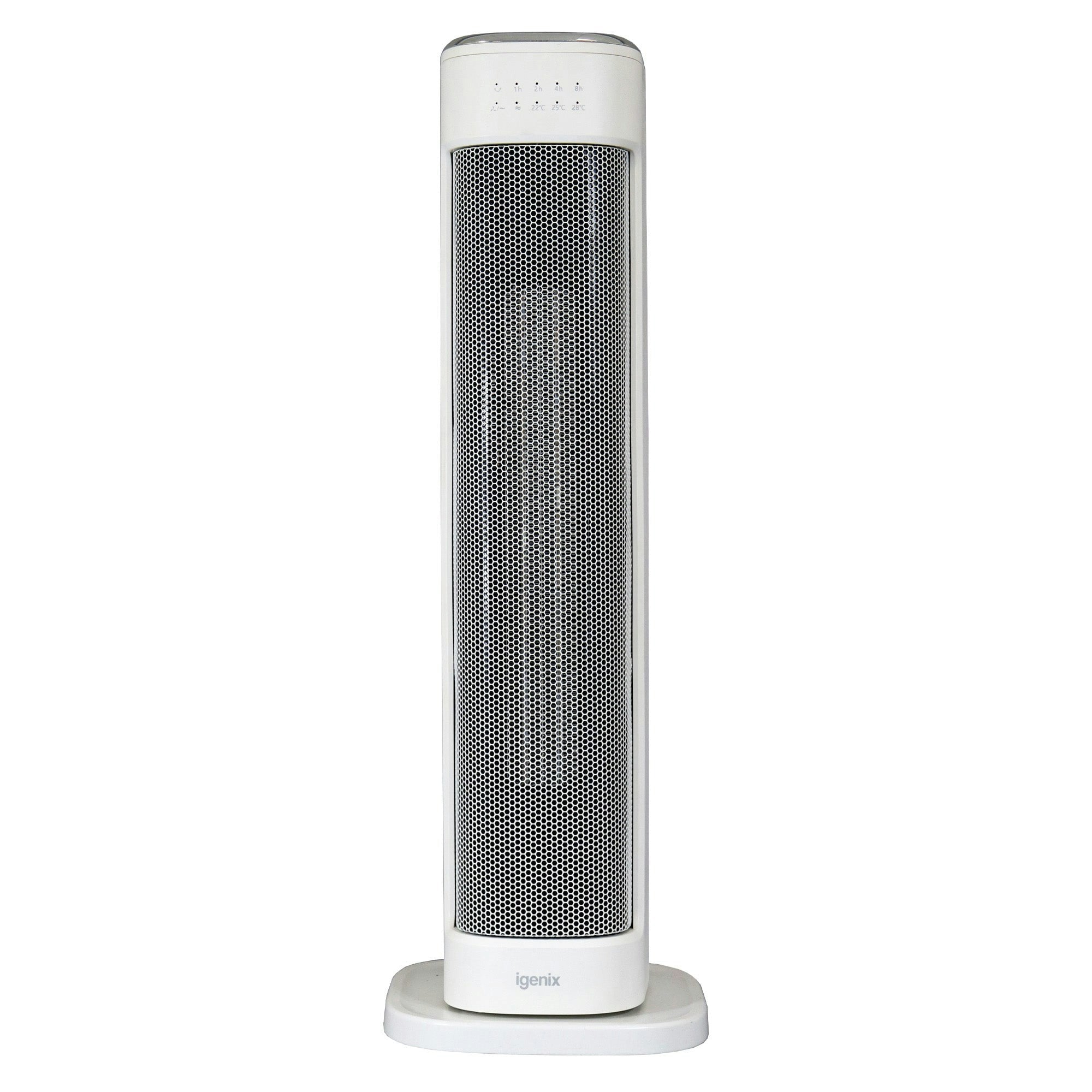 Igenix White Oscillating Tower Fan Heater With 3 Heat Settings,