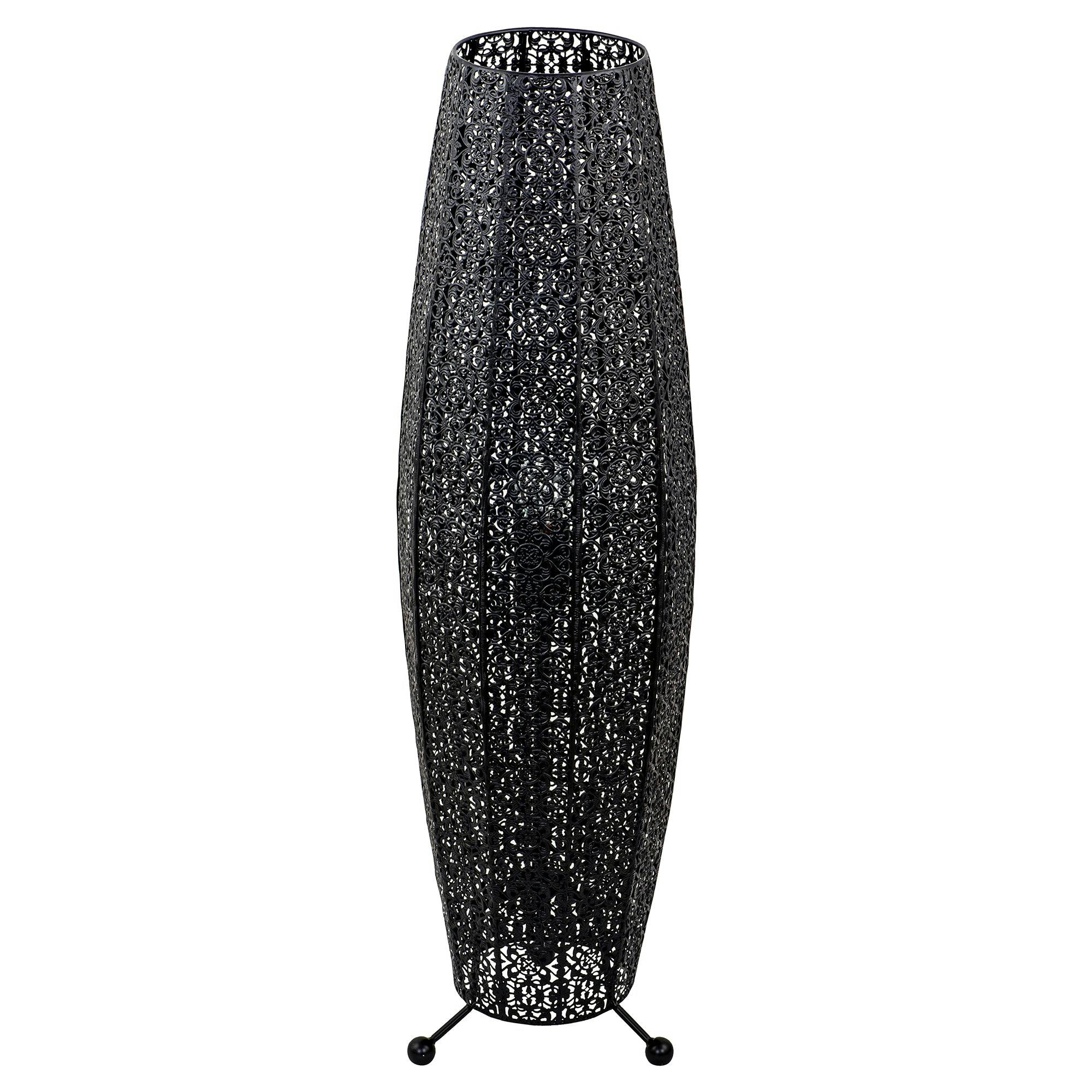 Rackhams Black Traditional And Ornate Floral Moroccan Floor Lamp In Gloss
