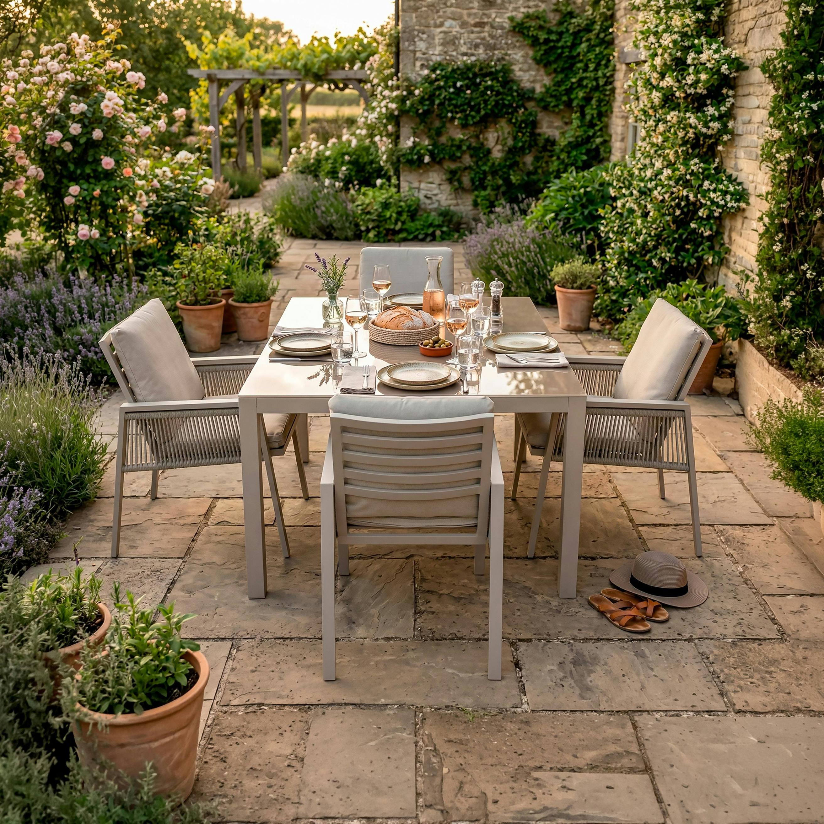 Dellonda Fusion 5 Piece Outdoor Dining Set With Weatherproof Aluminium Frame - Dg275