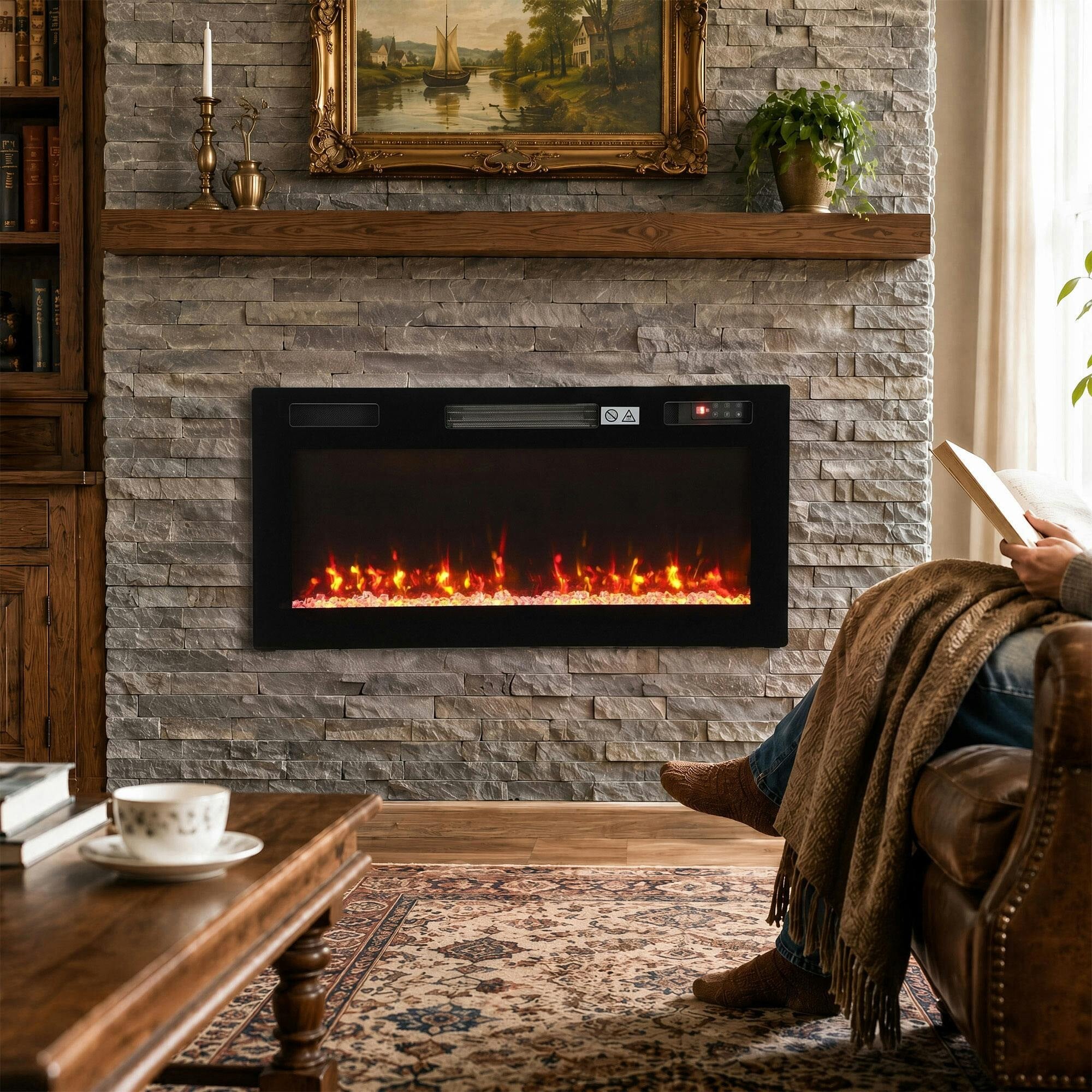 B&Q - 3 In 1 Electric Fireplace With 12 Flame Colours5 Brightness92Cm - Image 2