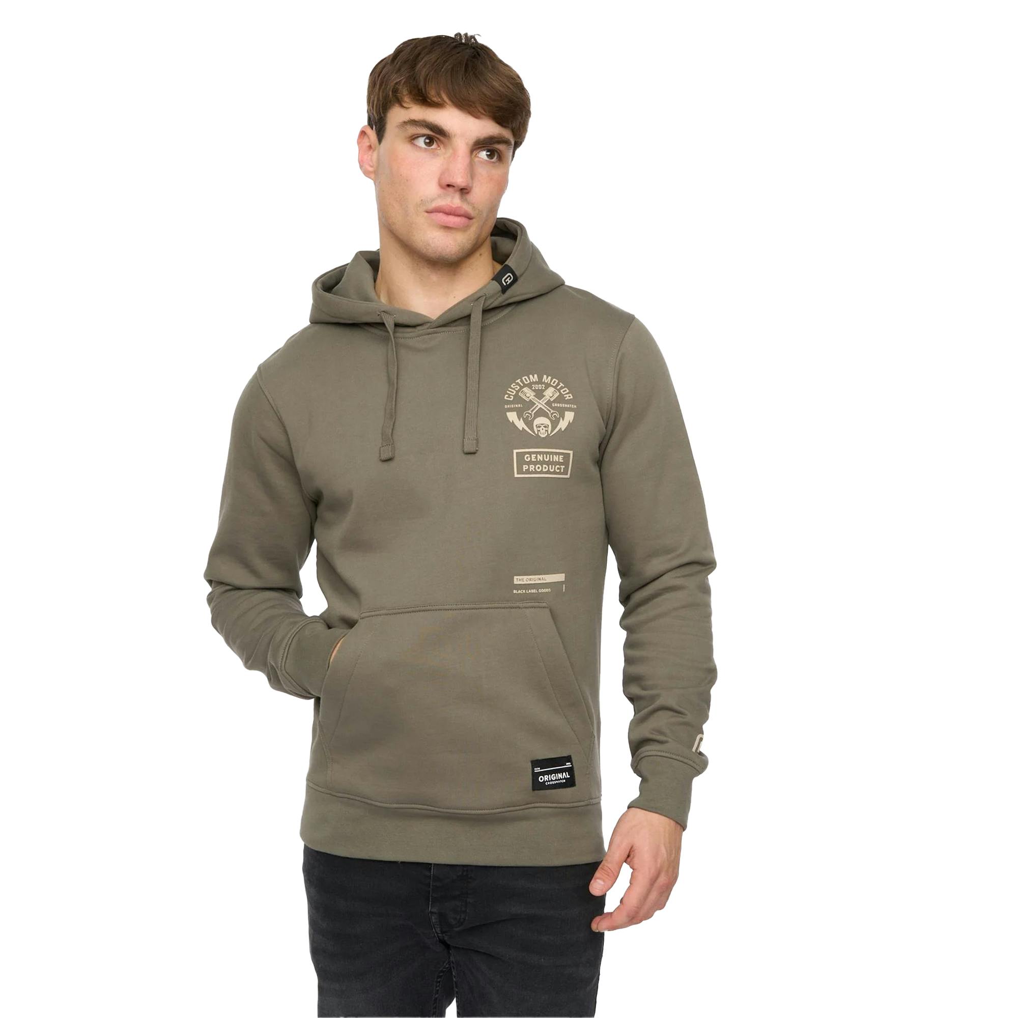 Crosshatch Men's Moules Hoodie - Olive - Olive - L - 60% Cotton/40% Polyester